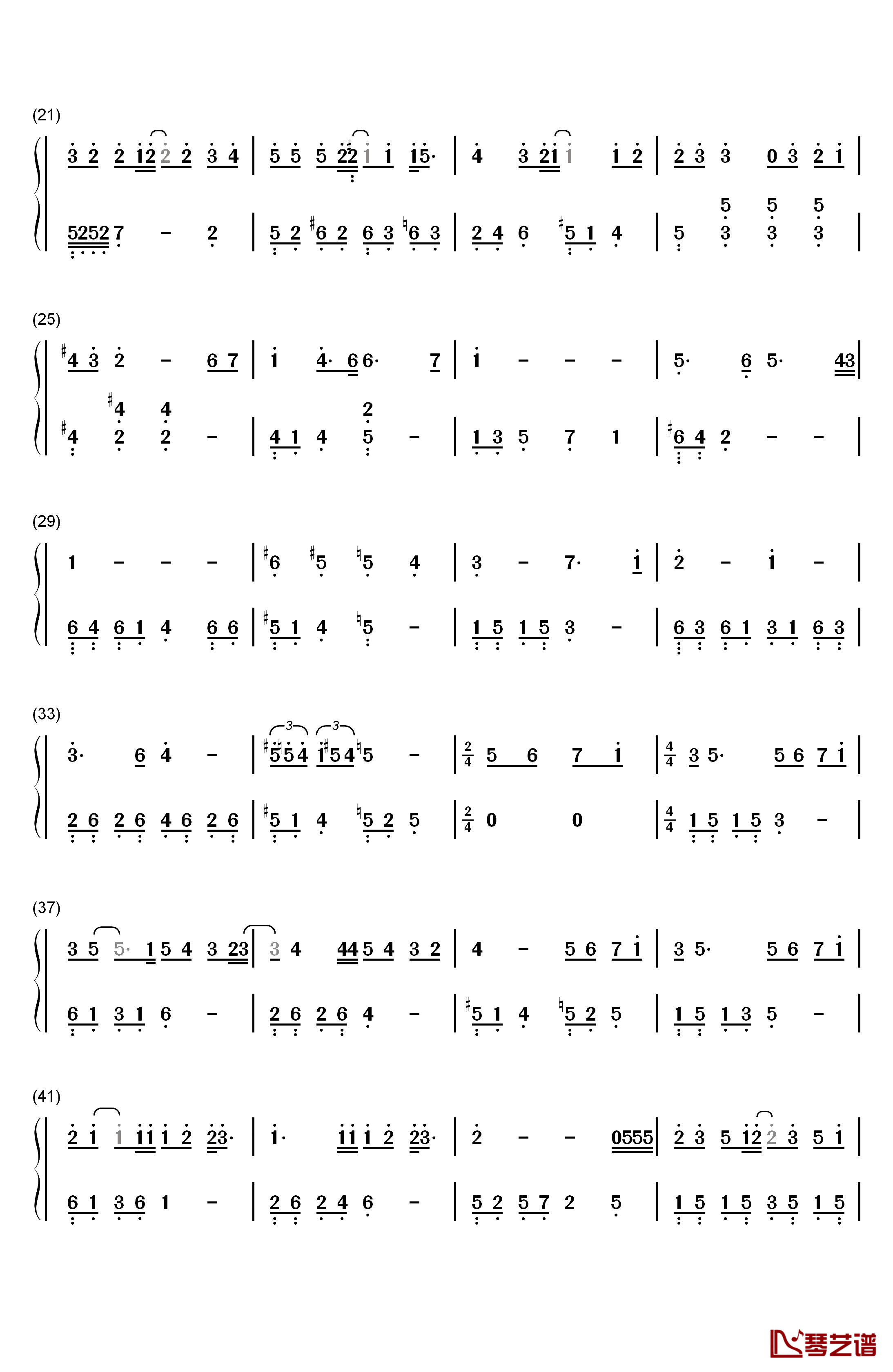 爱了很久的朋友钢琴简谱-数字双手-田馥甄2