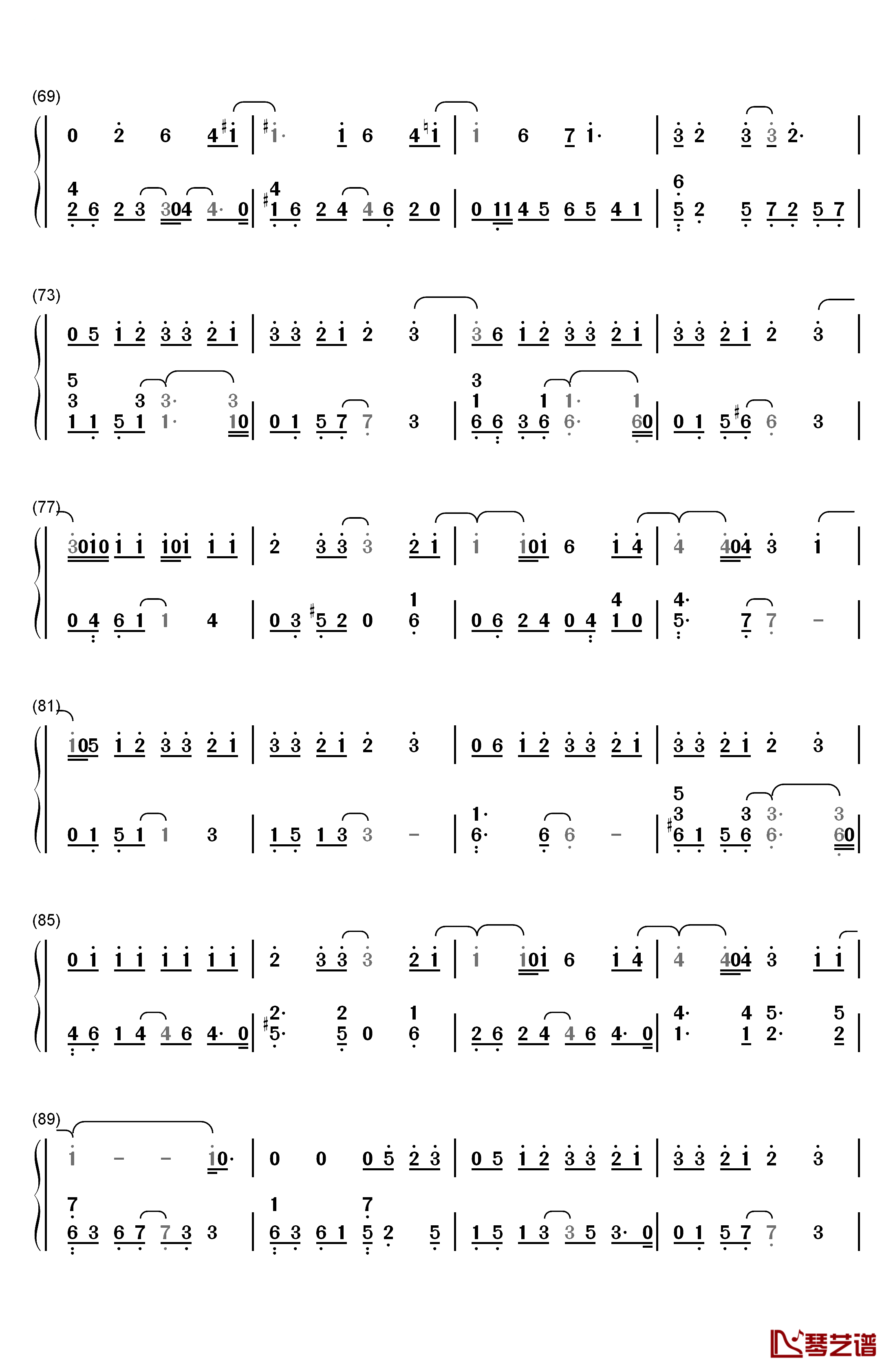 每天爱你多一些钢琴简谱-数字双手-张学友4