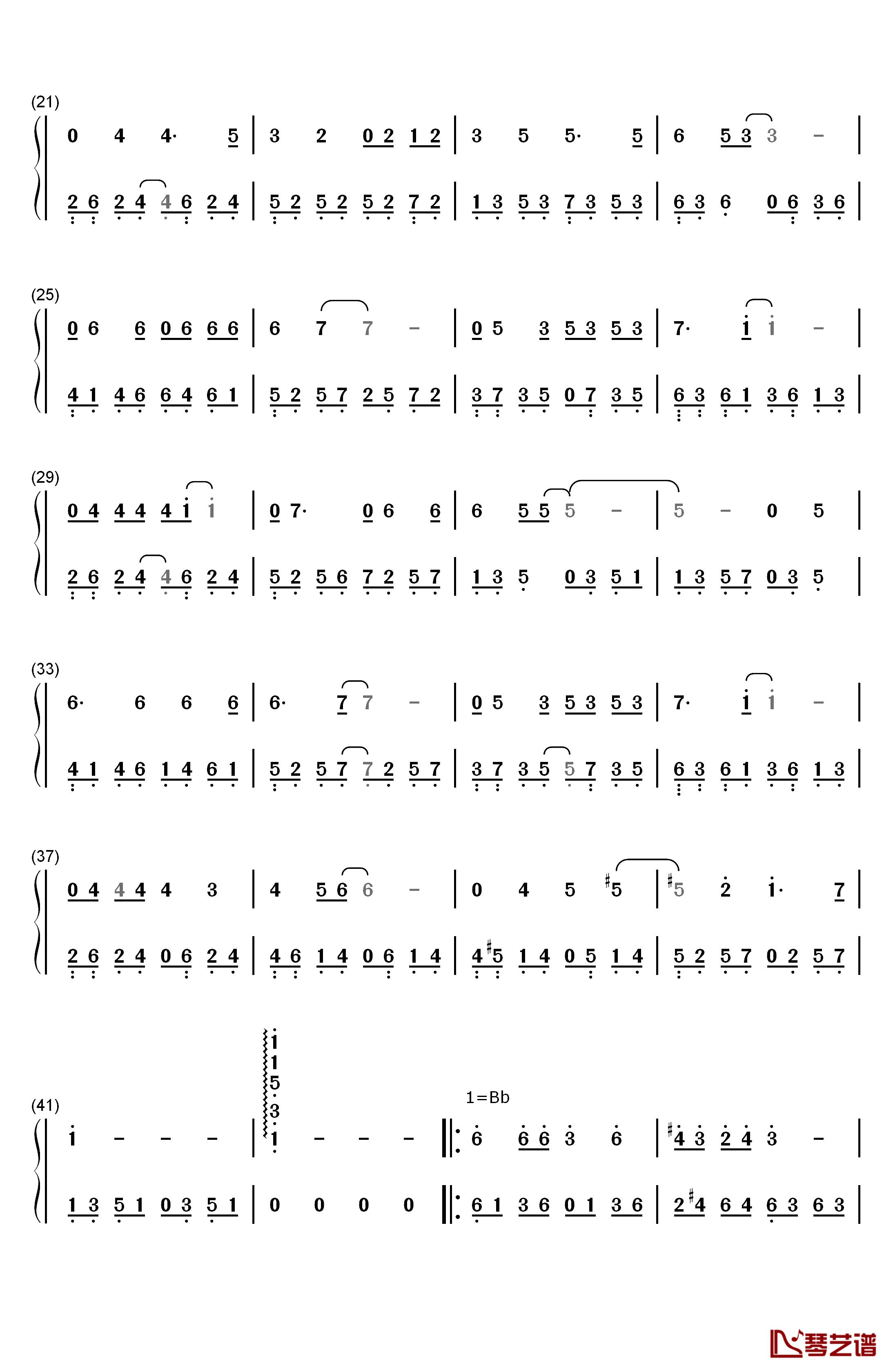 鲁冰花钢琴简谱-数字双手-曾淑勤2