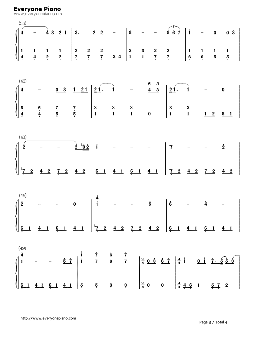 只要有你钢琴简谱-数字双手-小松未步3