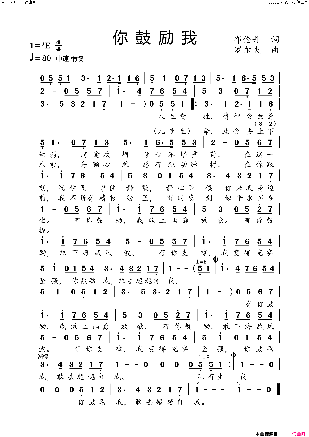 你鼓励我简谱-美梦音演唱-布伦丹/罗尔夫词曲1