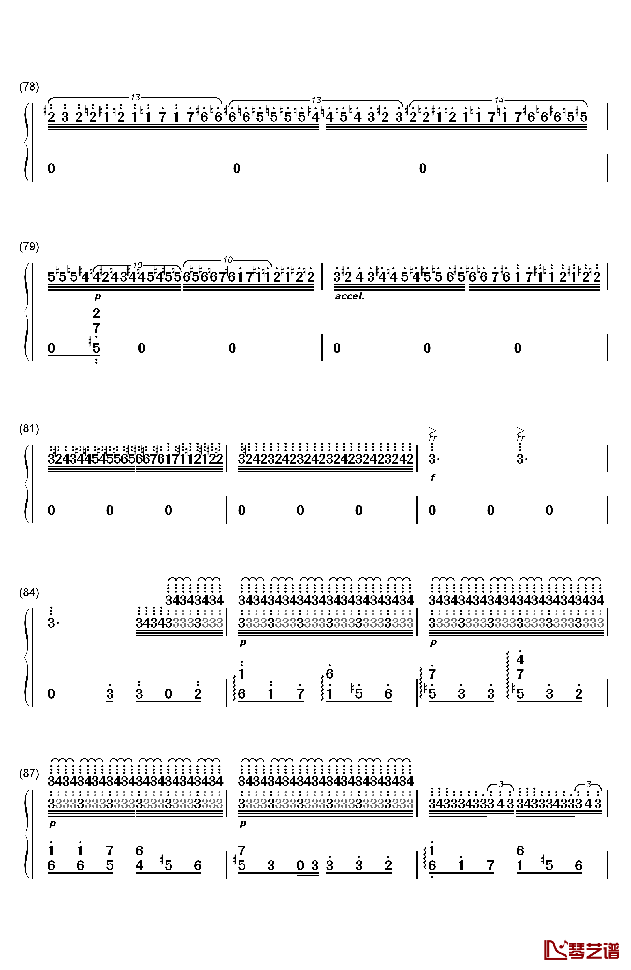 钟钢琴简谱-数字双手-李斯特7