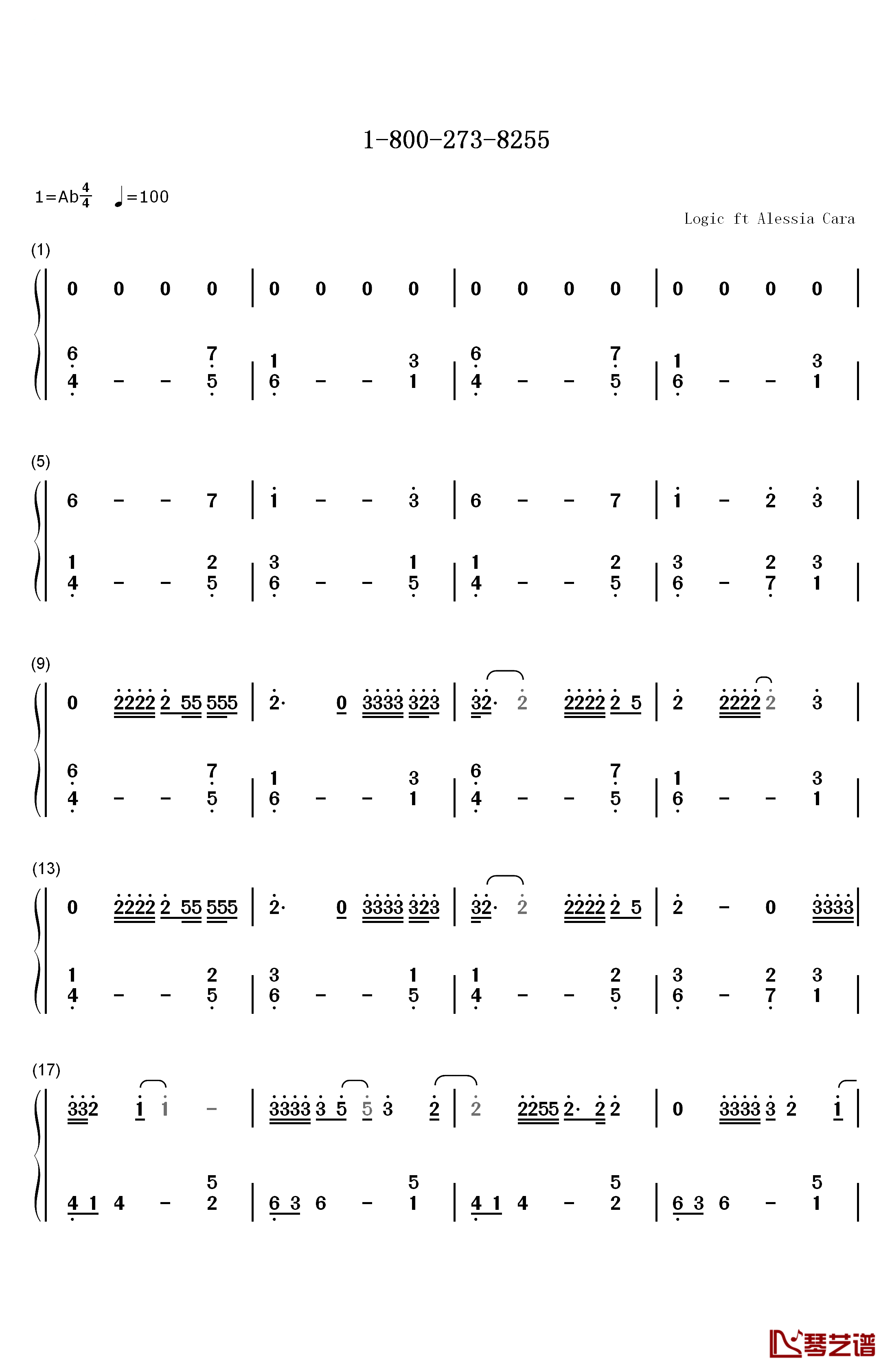 1钢琴简谱-数字双手-Logic1