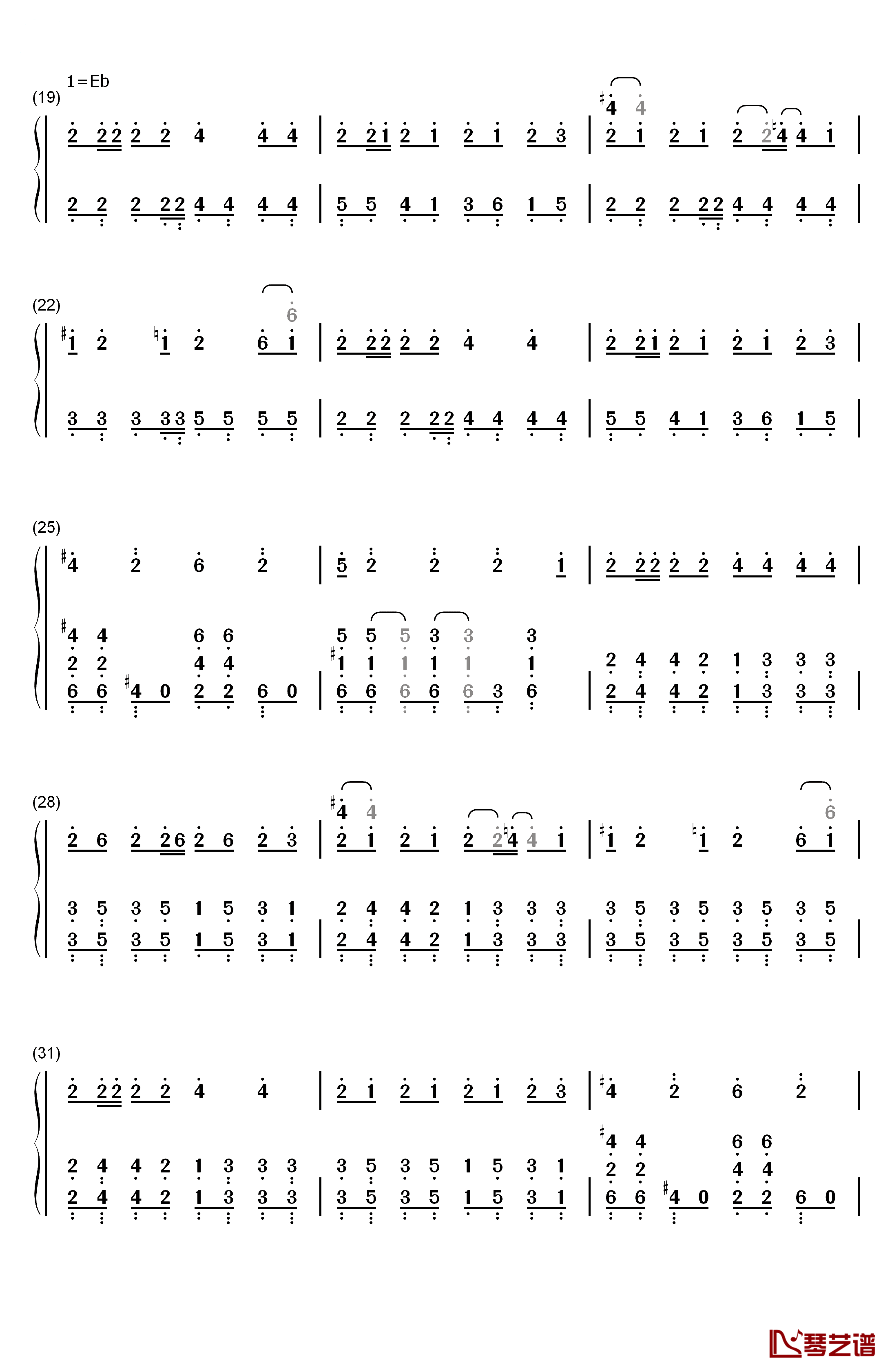 ちょちょちょゆるゆり☆かぷりっちょ钢琴简谱-数字双手-七森中☆ごらく部3