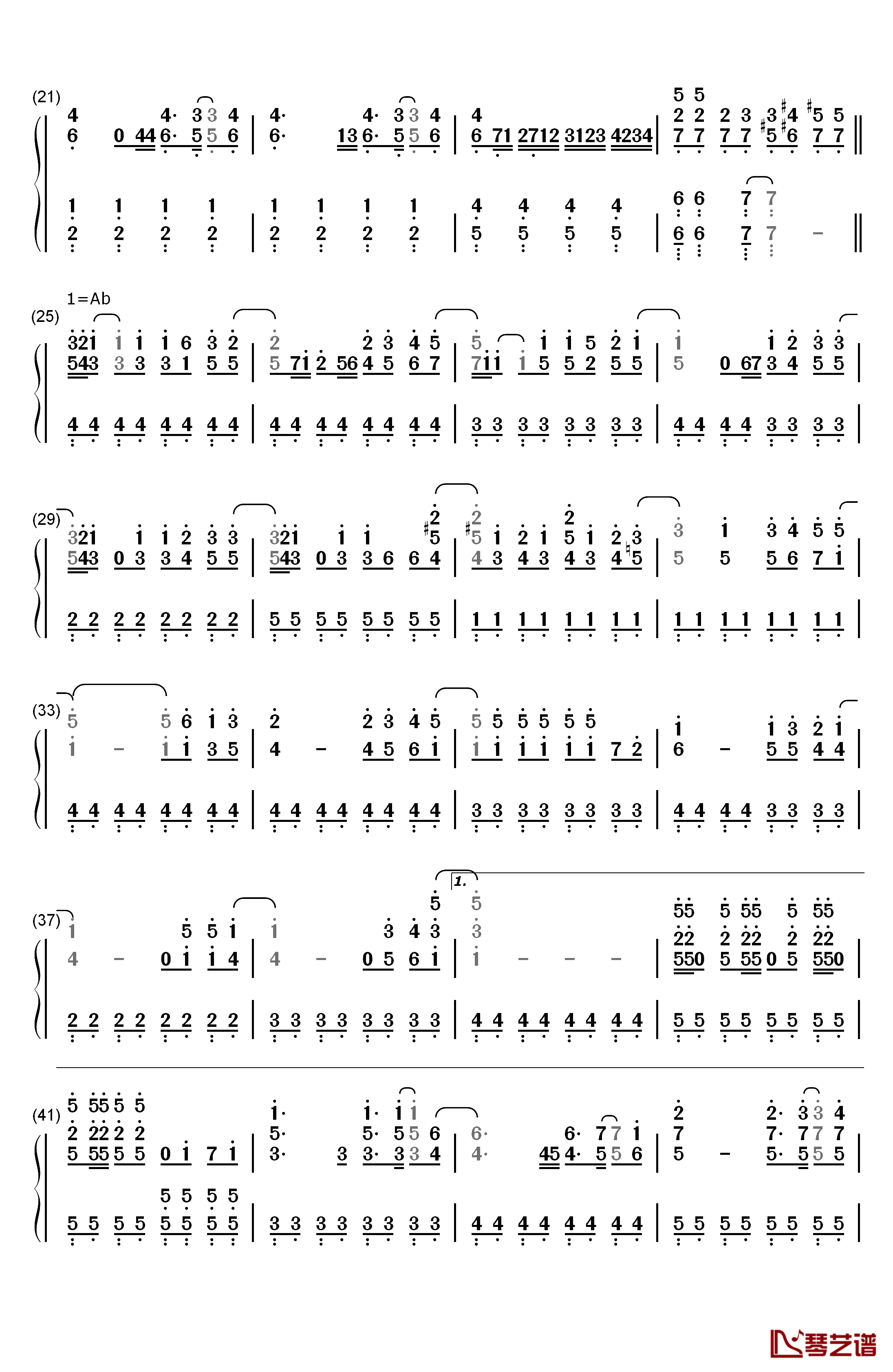 好日子钢琴简谱-数字双手-李知恩(IU)2