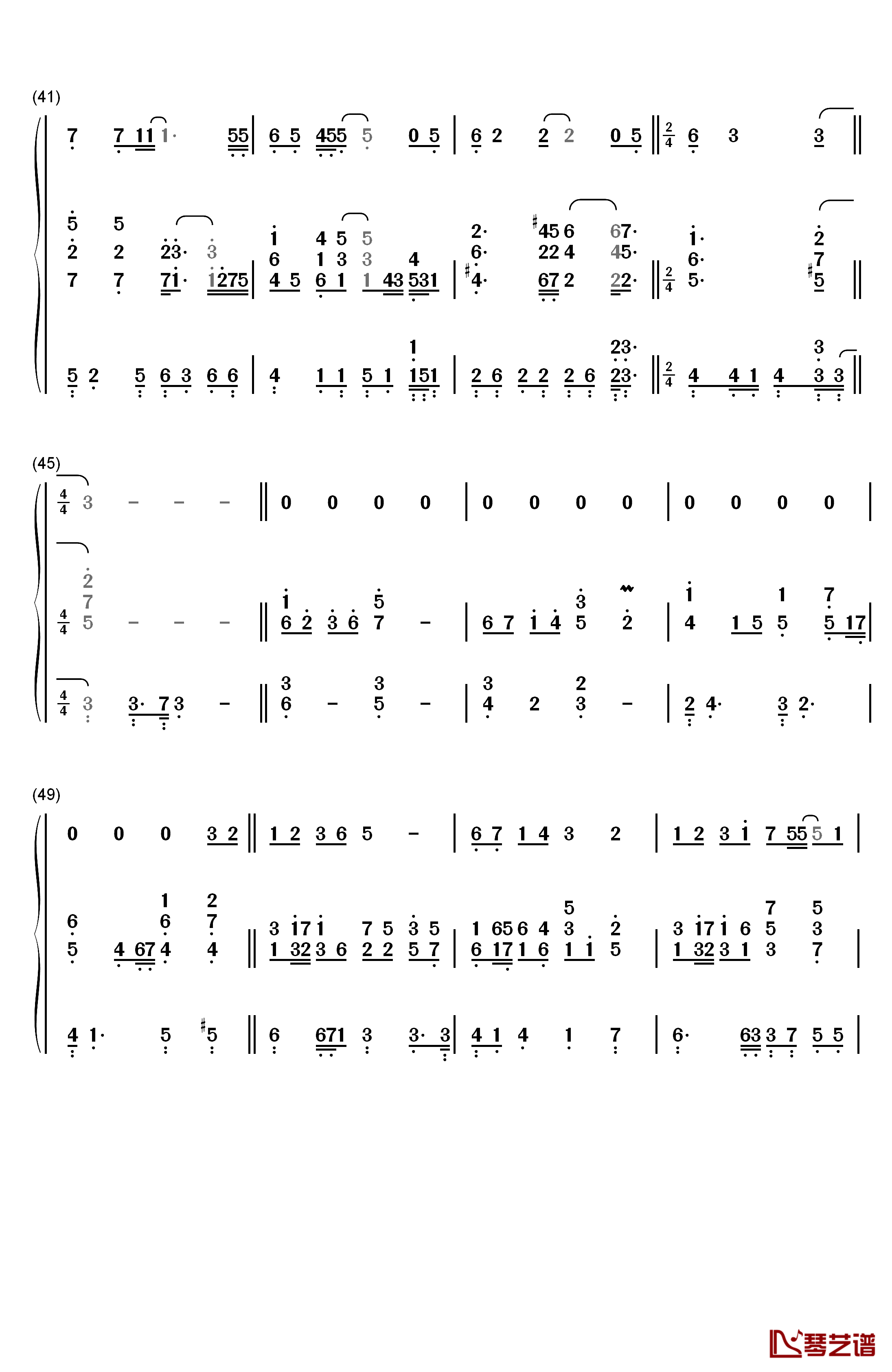 时光倒流伴奏钢琴简谱-数字双手-LYn4