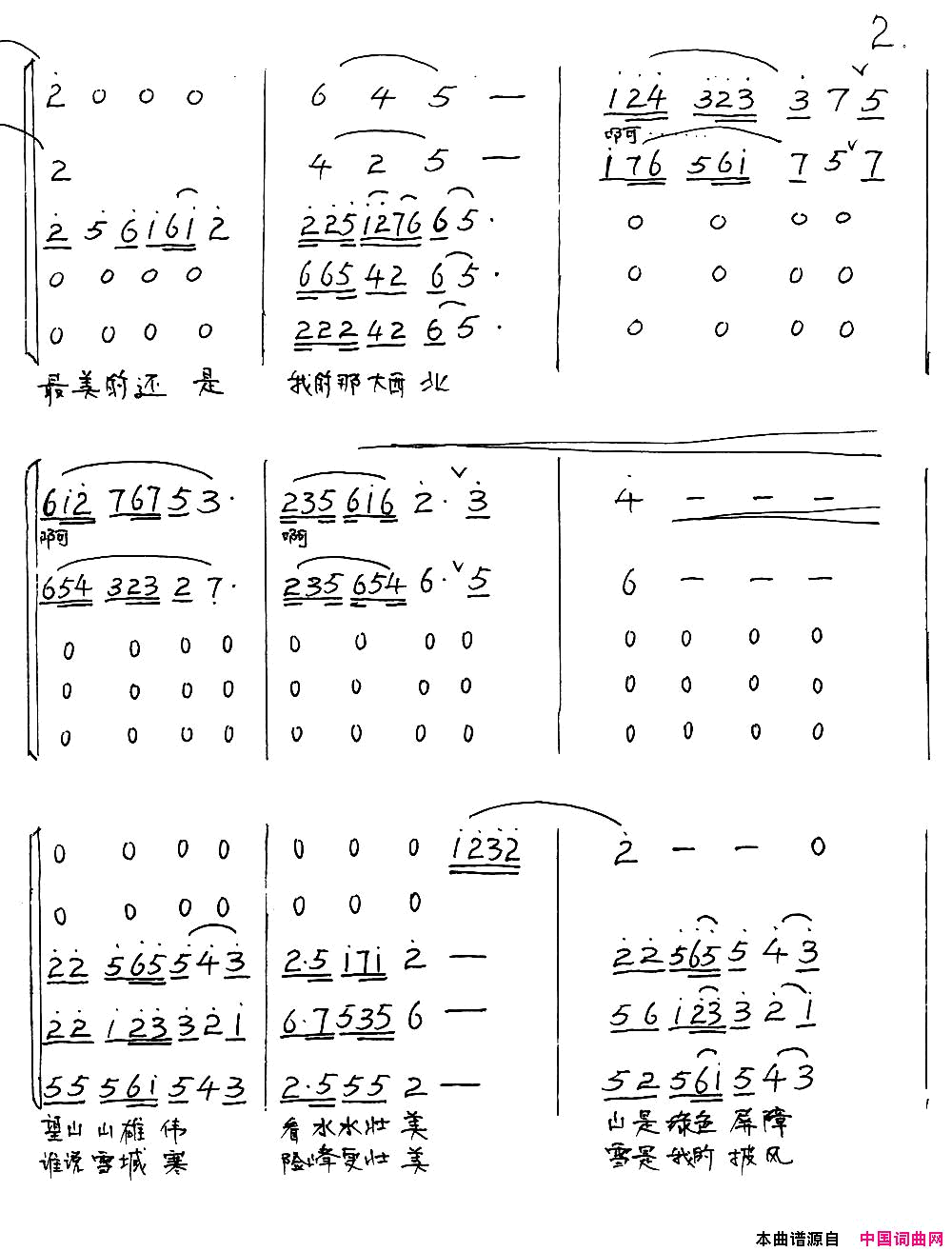 守卫大西北简谱-张永君演唱-刘顶柱/李杰、李赫词曲1