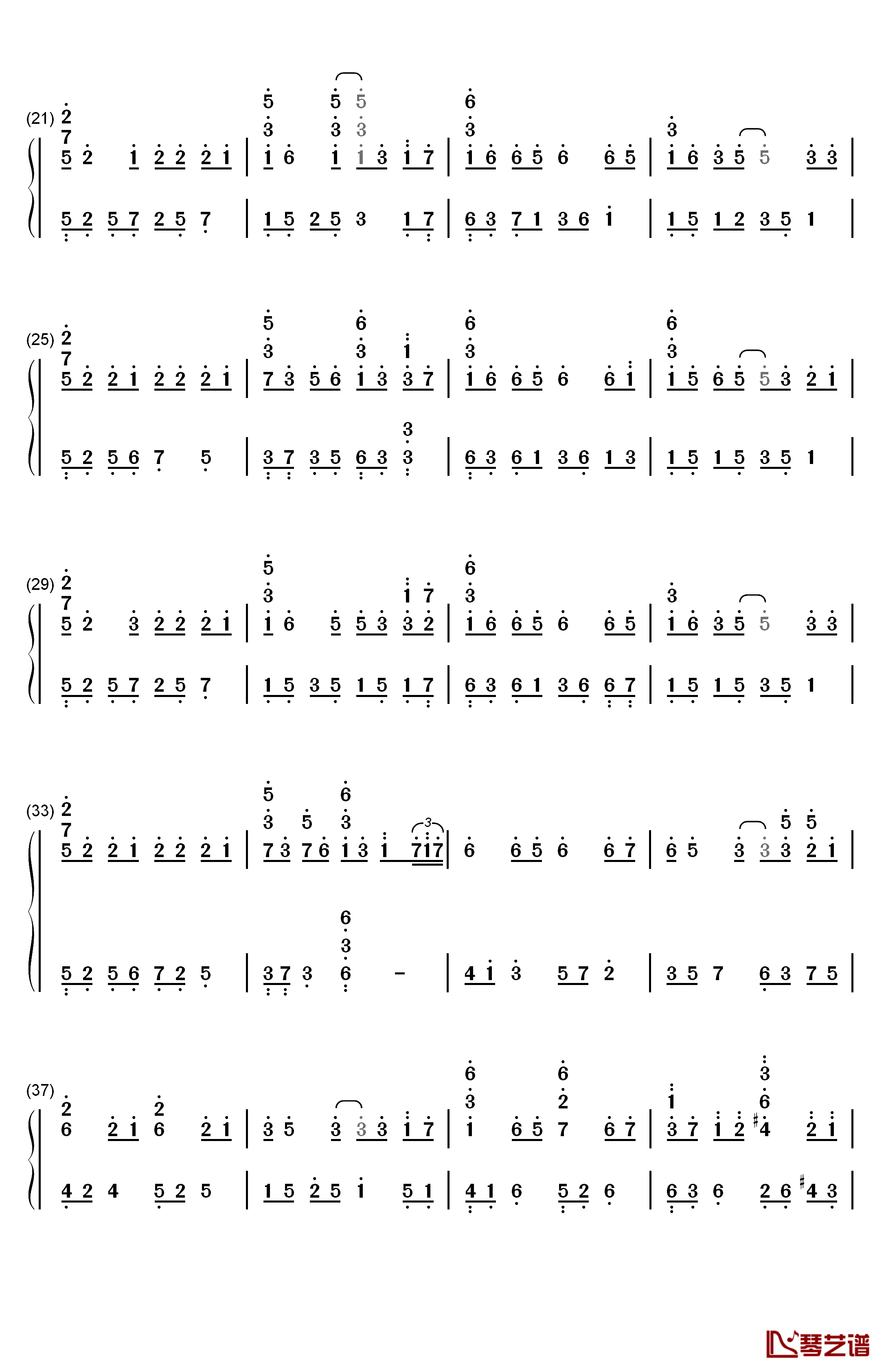 余情未了钢琴简谱-数字双手-魏新雨2