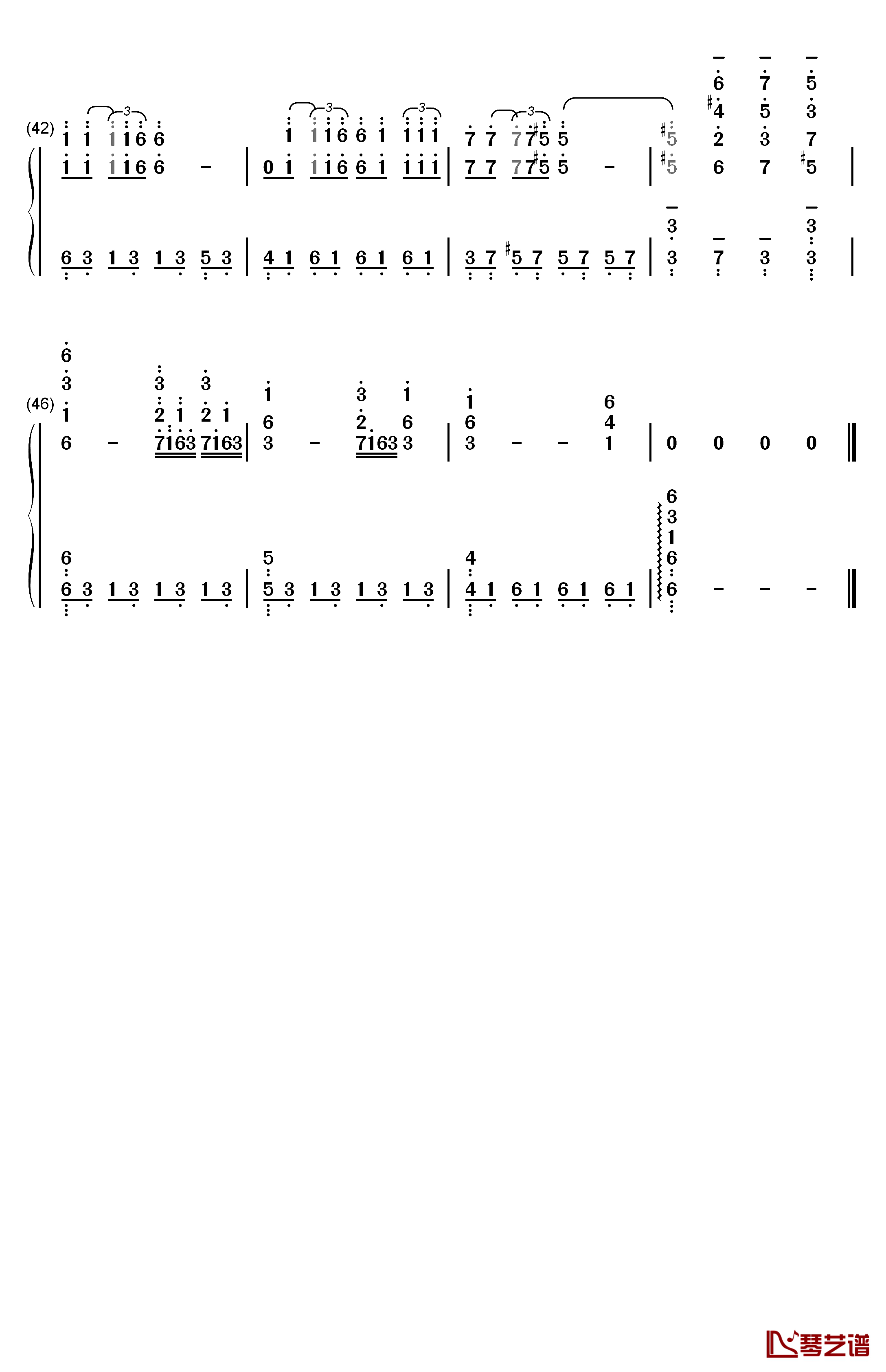 爱的故事钢琴简谱-数字双手-Andy Williams3