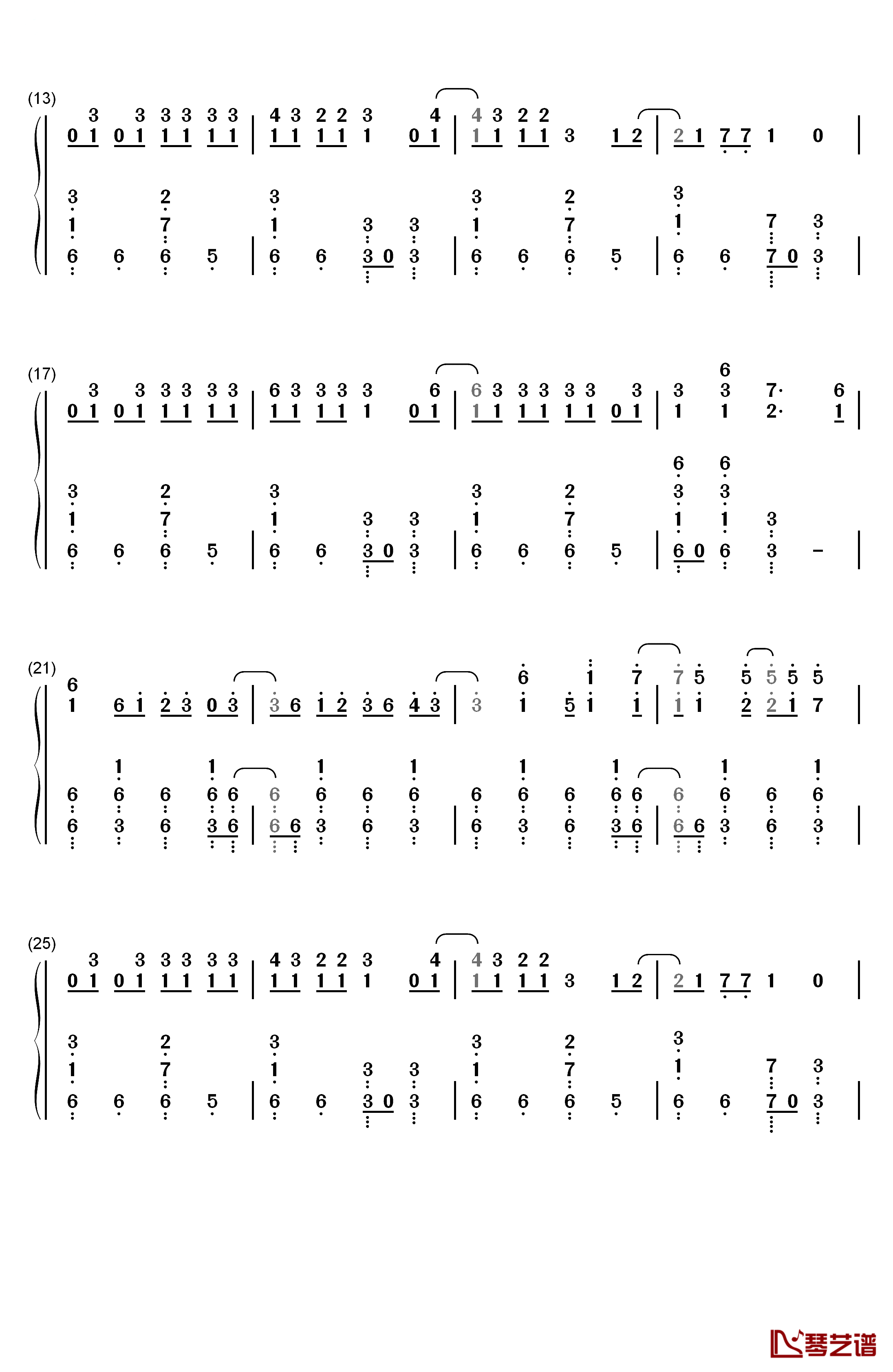 マトリョシカ钢琴简谱-数字双手-触手猴2