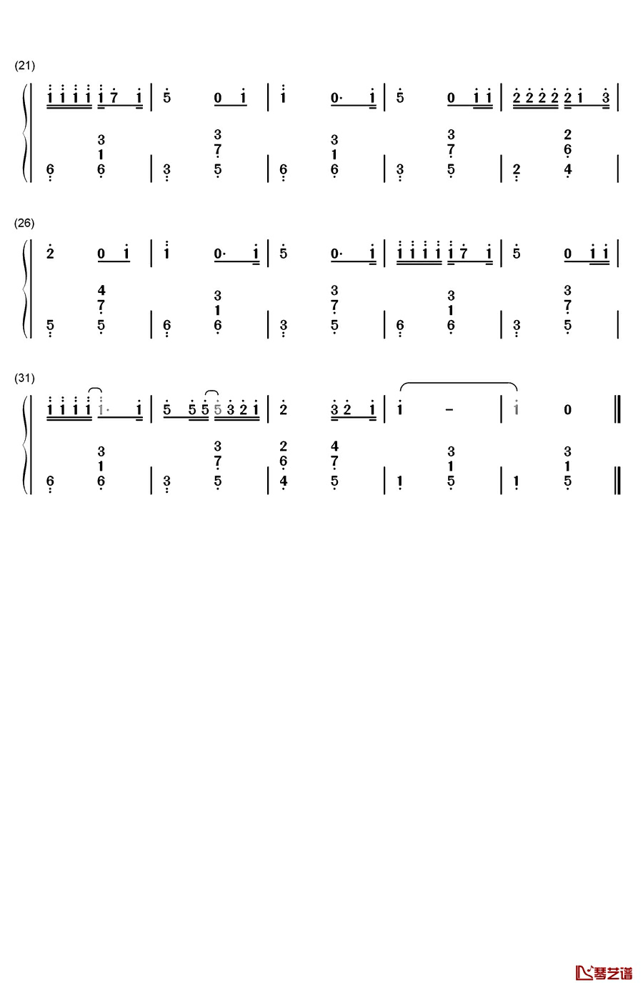 爱的代价钢琴简谱-数字双手-李宗盛2