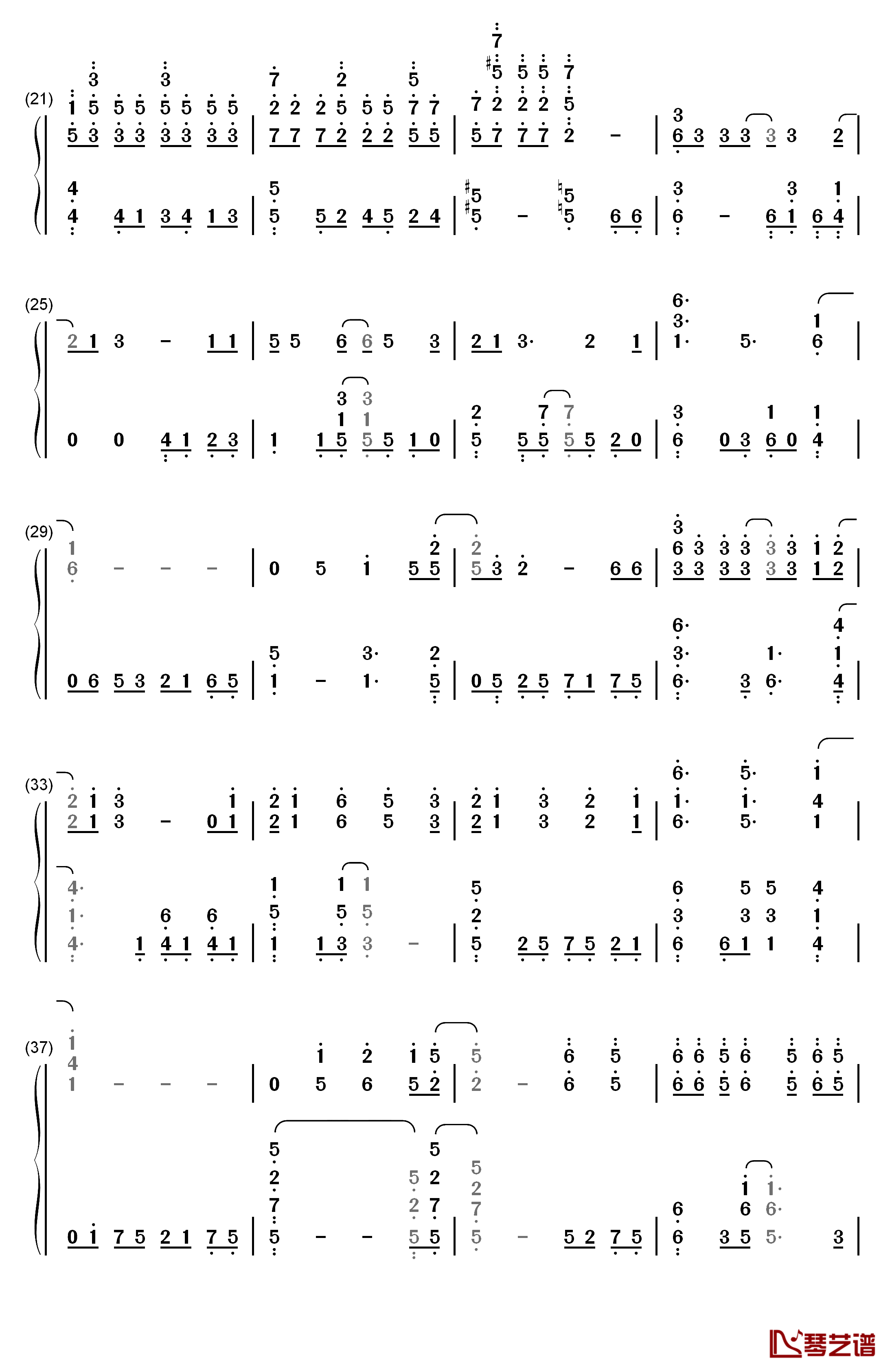 梦回还钢琴简谱-数字双手-呦猫UNEKO2