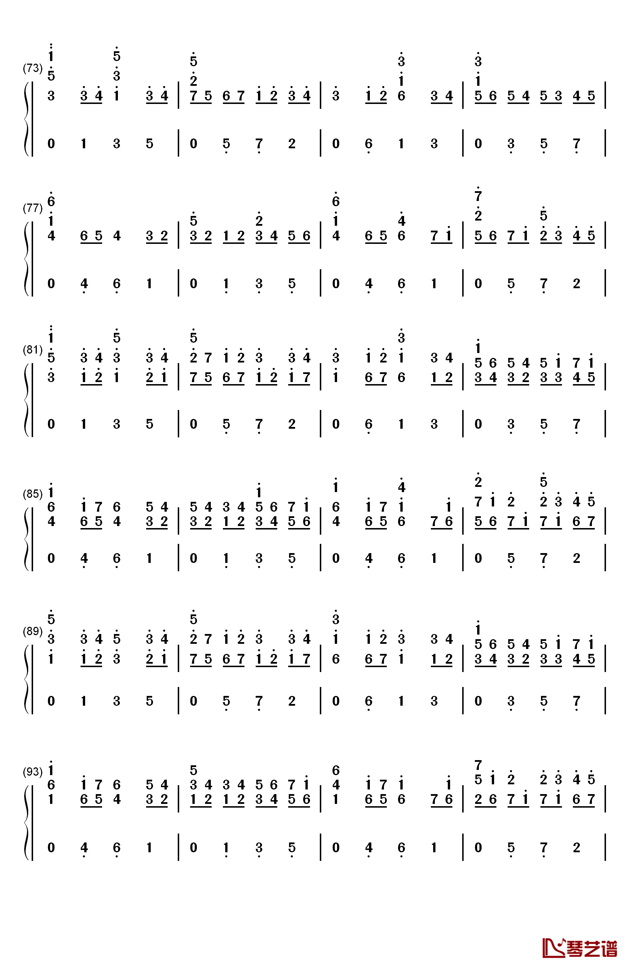 D大调卡农原版钢琴简谱-数字双手-约翰·帕赫贝尔4