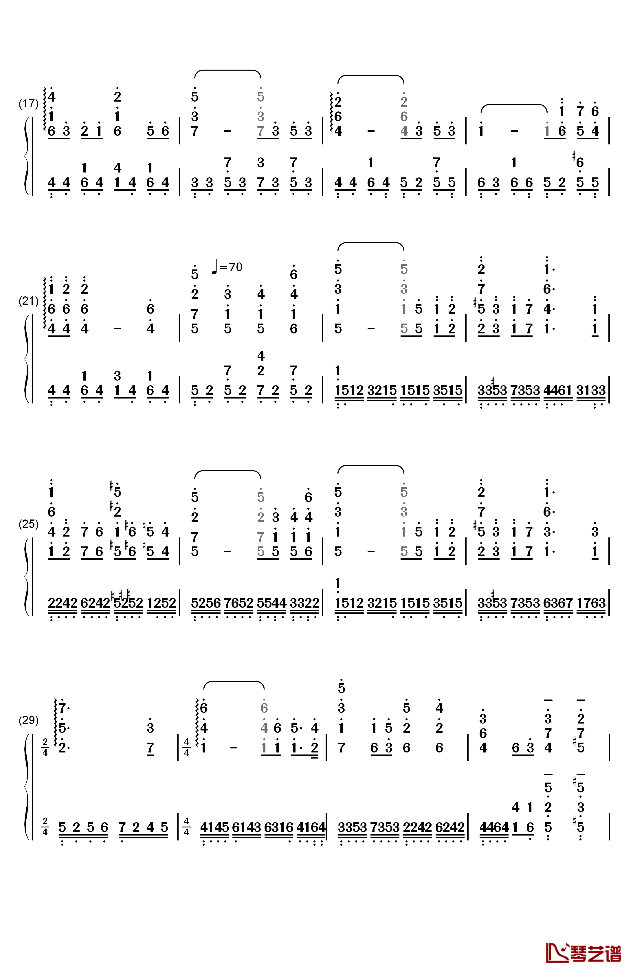 阿希达卡与珊 钢琴简谱-数字双手-久石让 宫崎骏2