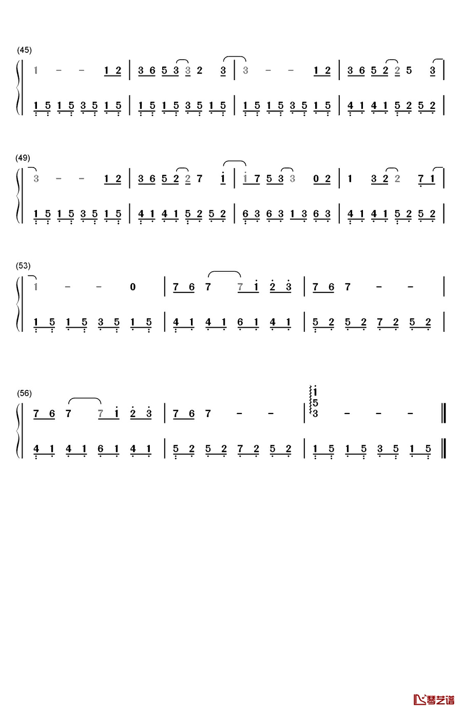 梦里花钢琴简谱-数字双手-张韶涵3