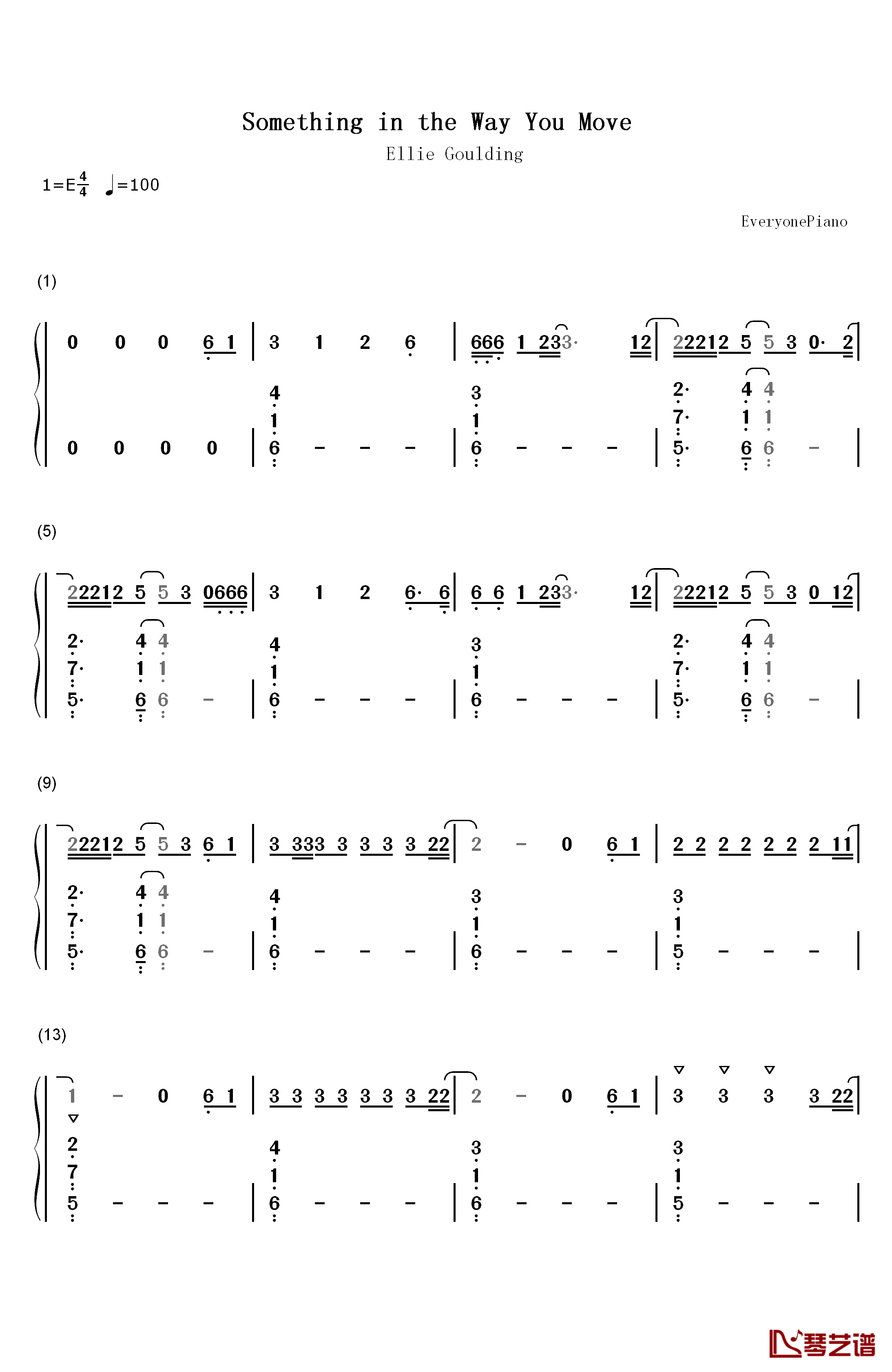 Something in the Way You Move钢琴简谱-数字双手-Ellie Goulding1