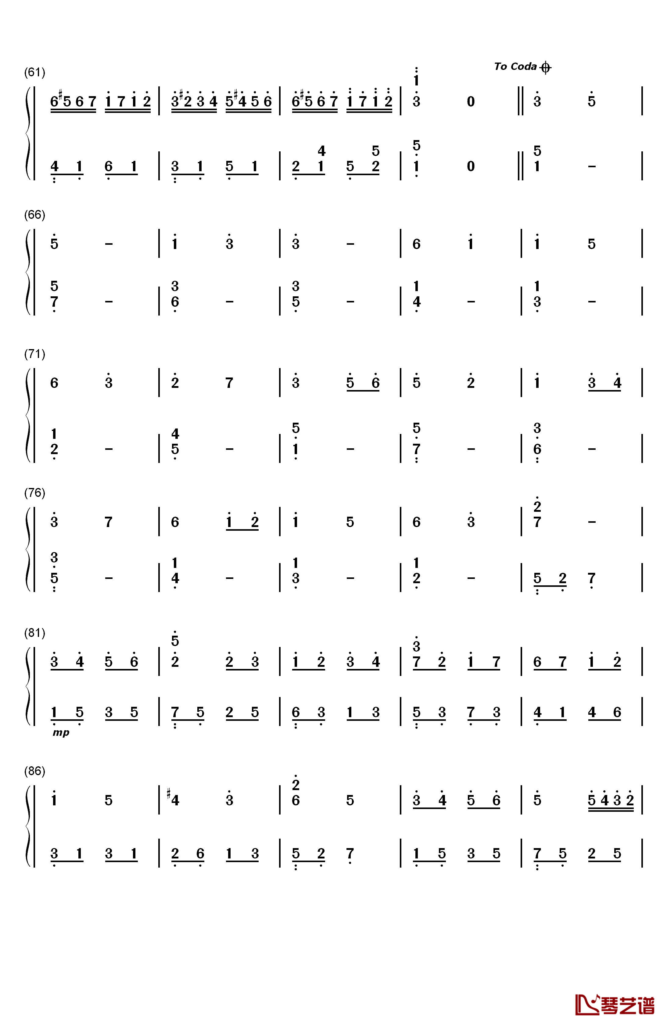 相约卡农钢琴简谱-数字双手-林隆璇3