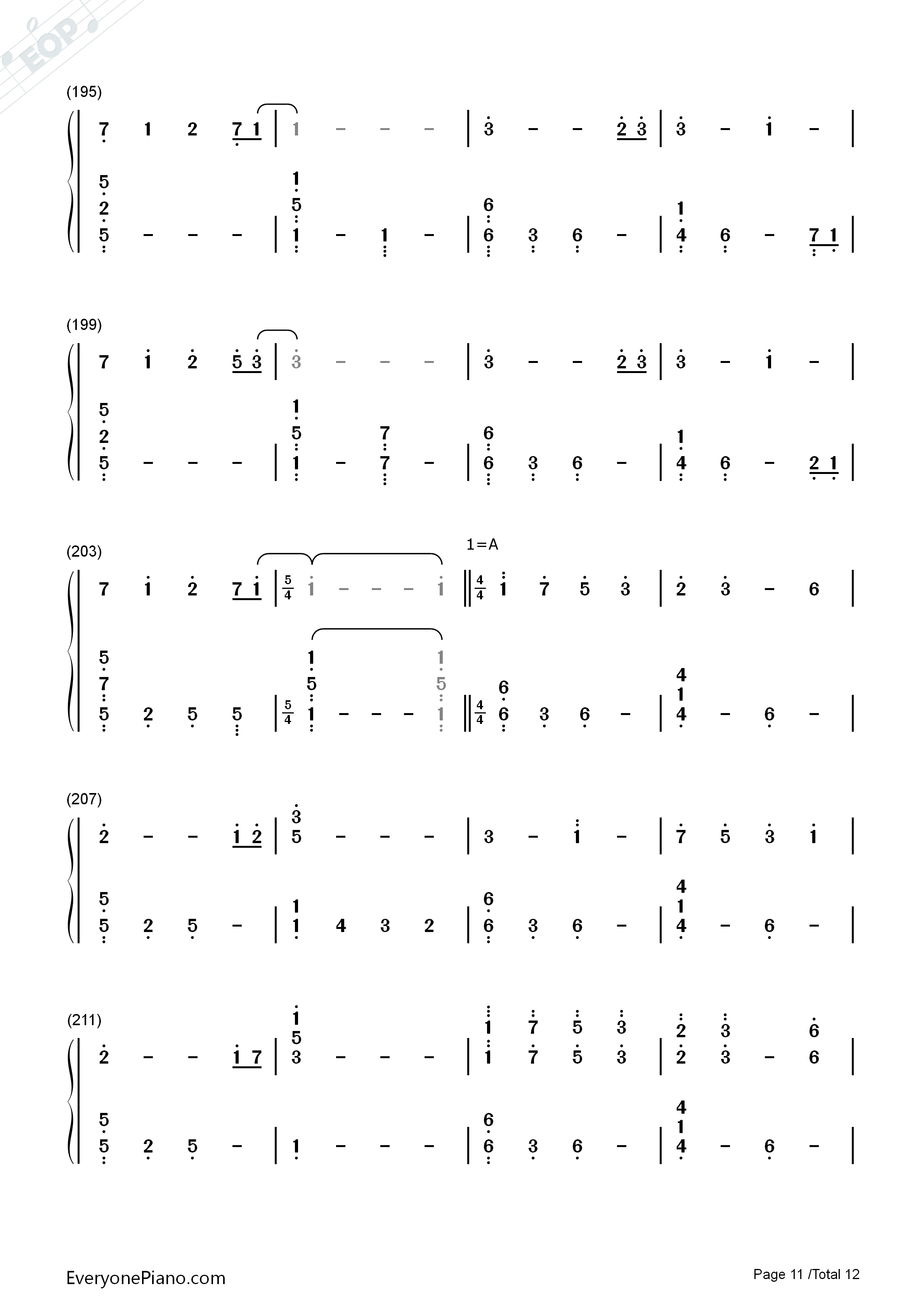 終わりの世界から钢琴简谱-麻枝准  やなぎなぎ演唱11