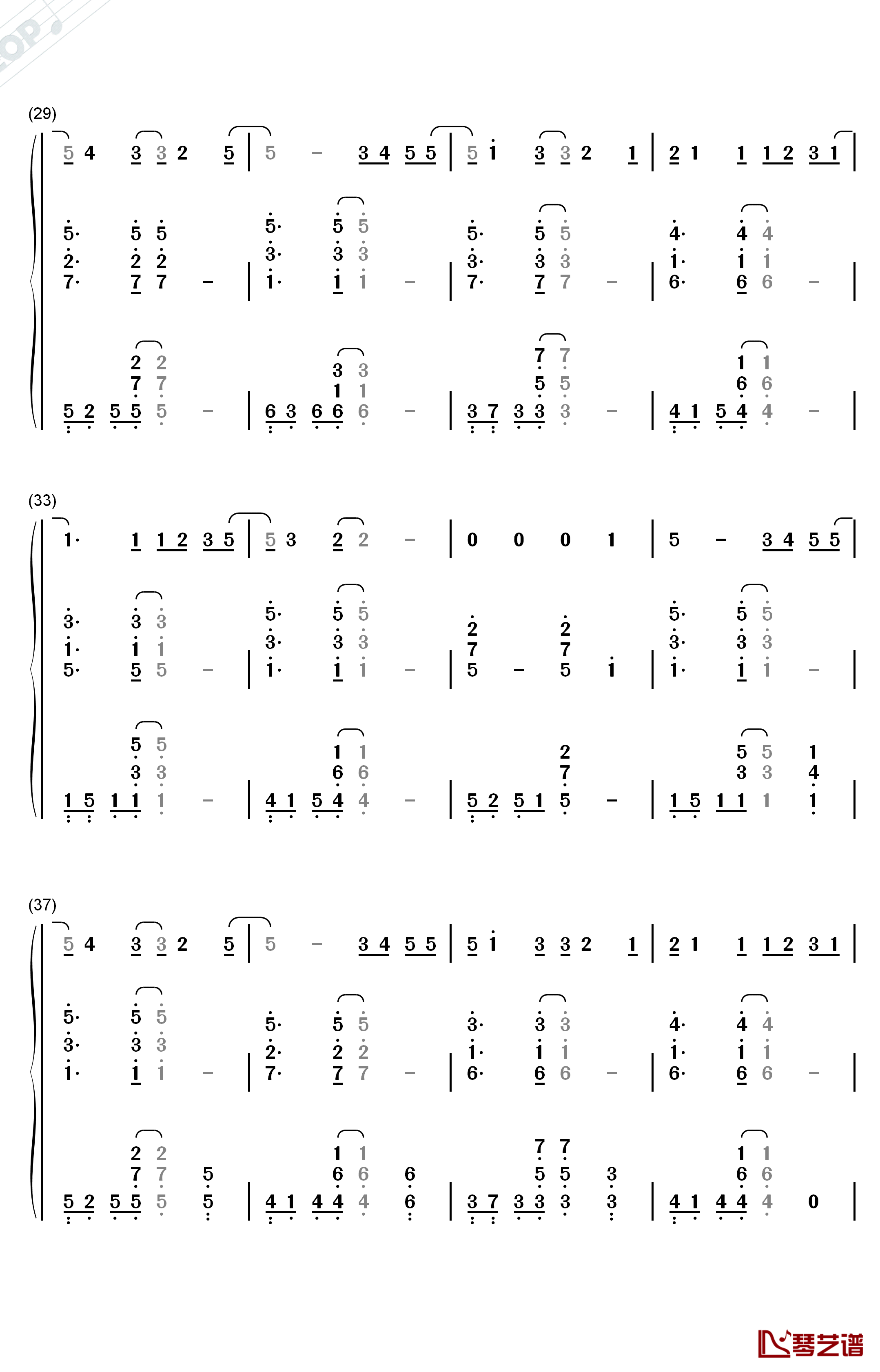 解脱钢琴简谱-数字双手-周笔畅3