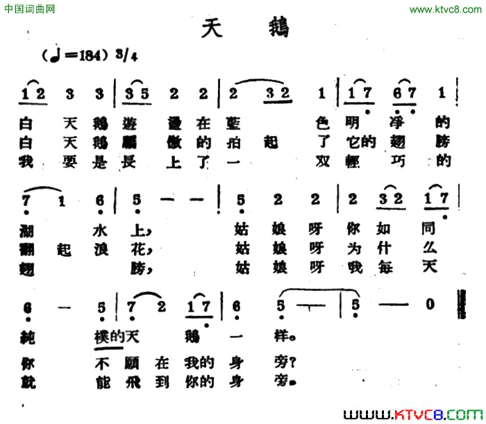 天鹅哈萨克民歌简谱1