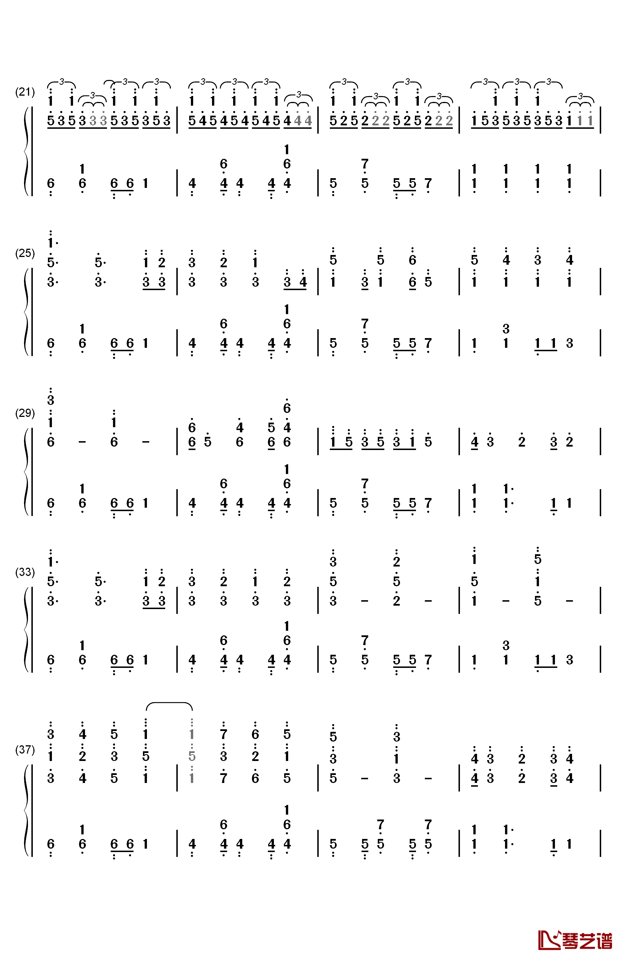 初音未来的消失钢琴简谱-数字双手2