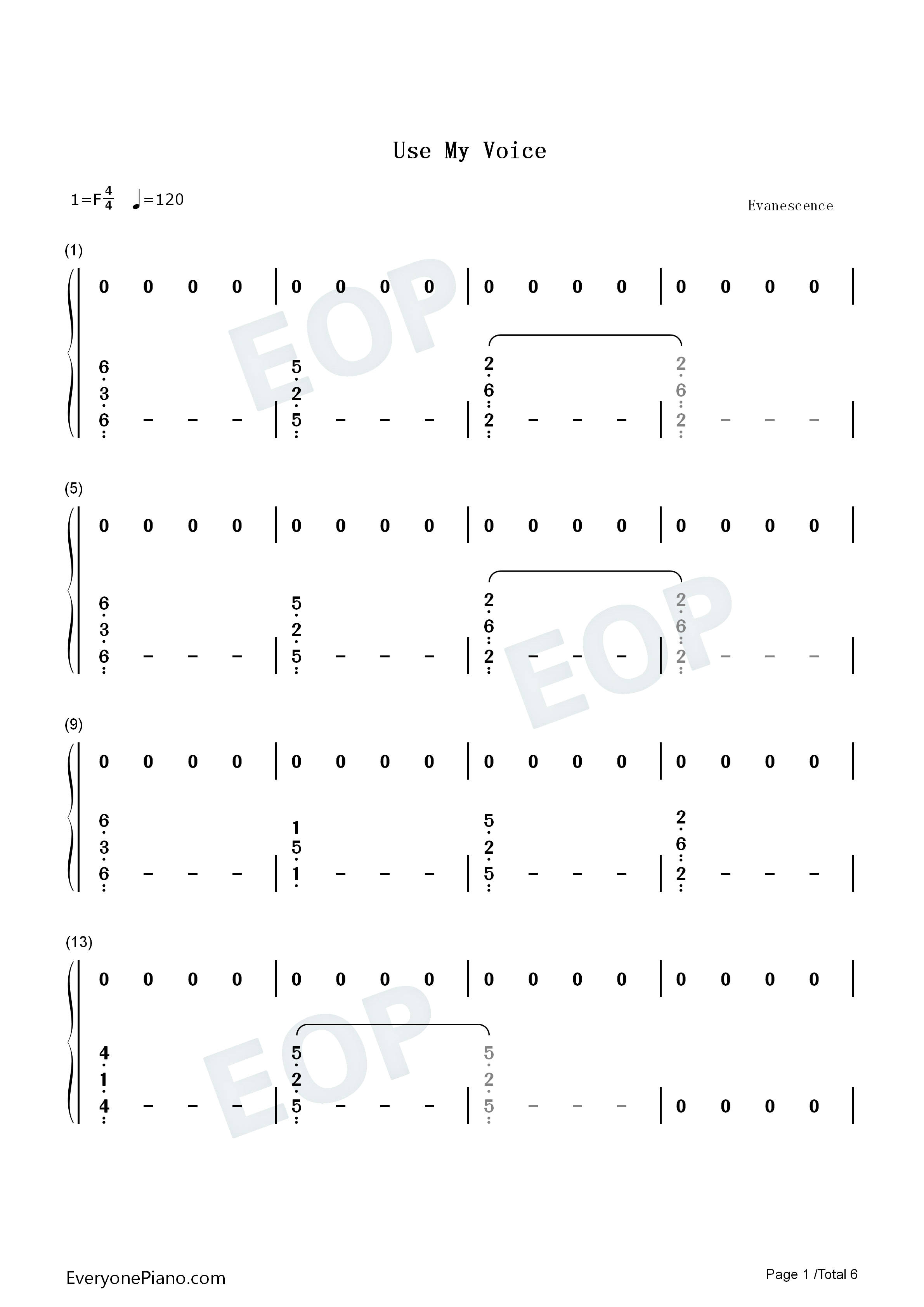 Use My Voice钢琴简谱-Evanescence演唱1