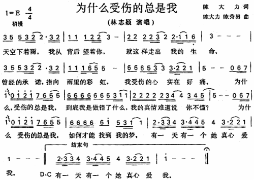 为什么受伤的总是我简谱1