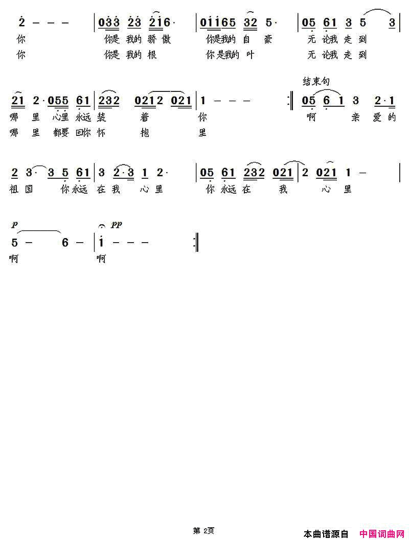 祖国永远在我心里简谱1