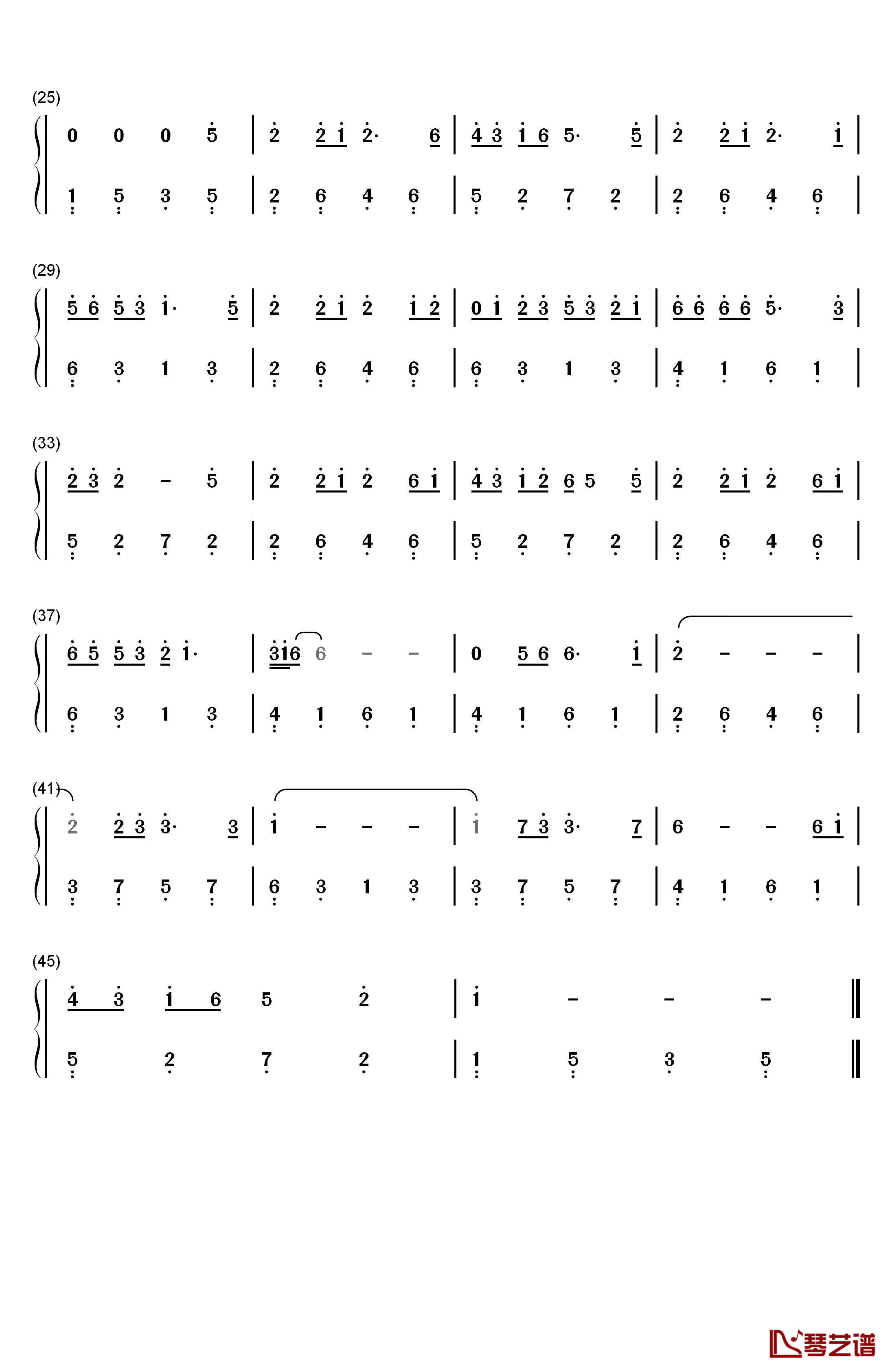 同类钢琴简谱-数字双手-孙燕姿2