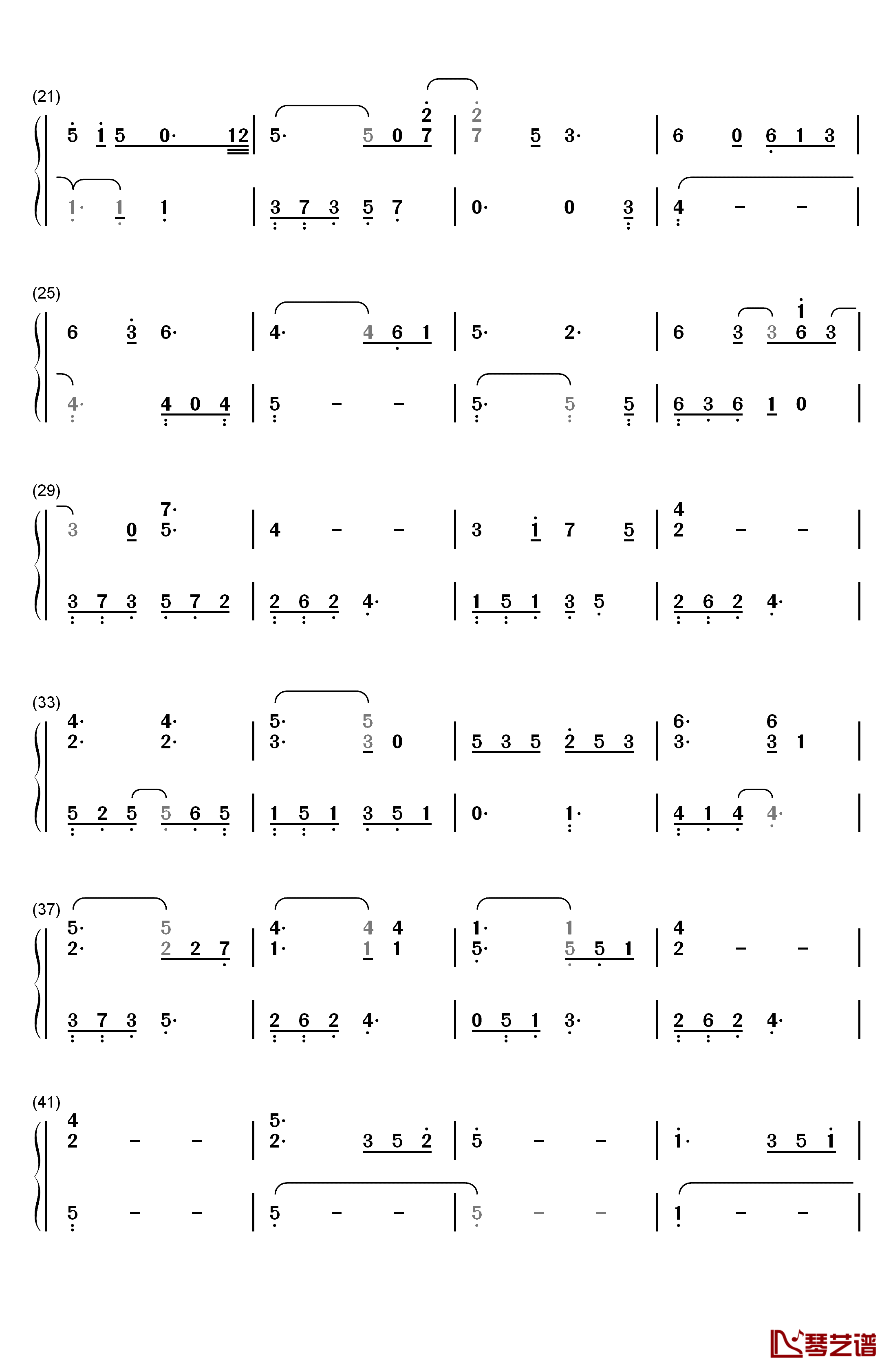 当你老了钢琴简谱-数字双手-莫文蔚2