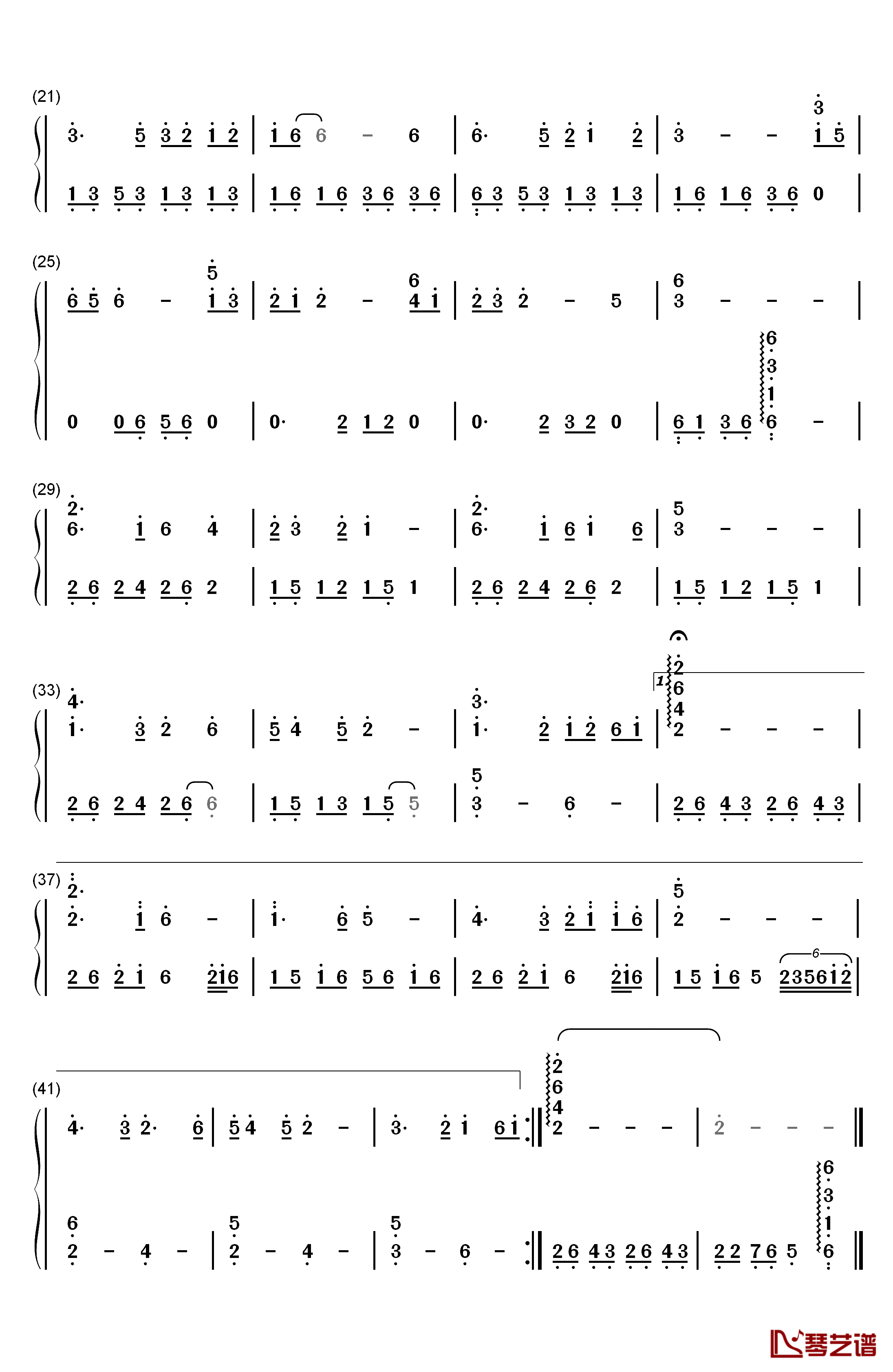 肯去承担爱钢琴简谱-数字双手-甄妮2