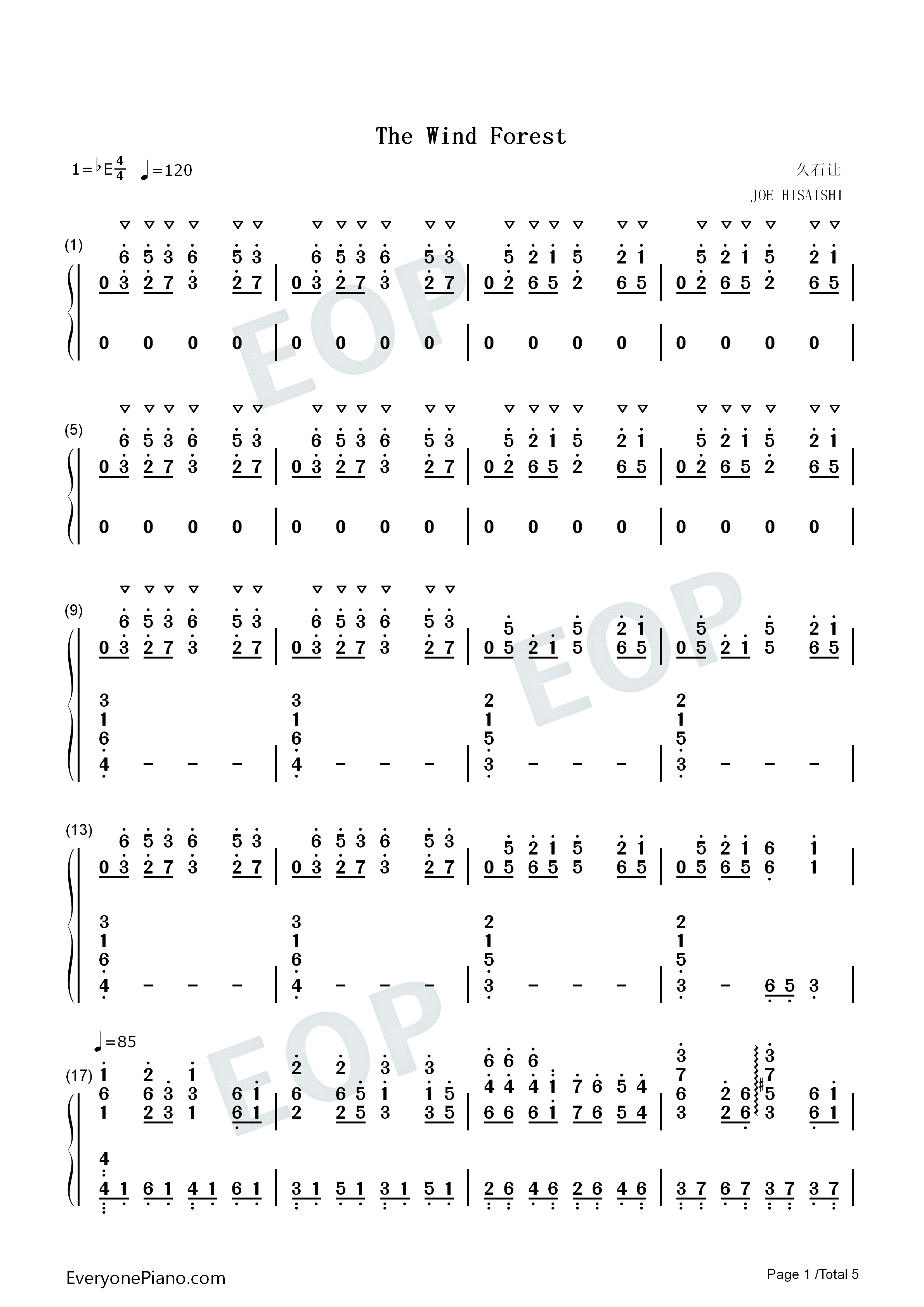 The Wind Forest钢琴简谱-久石让演唱1