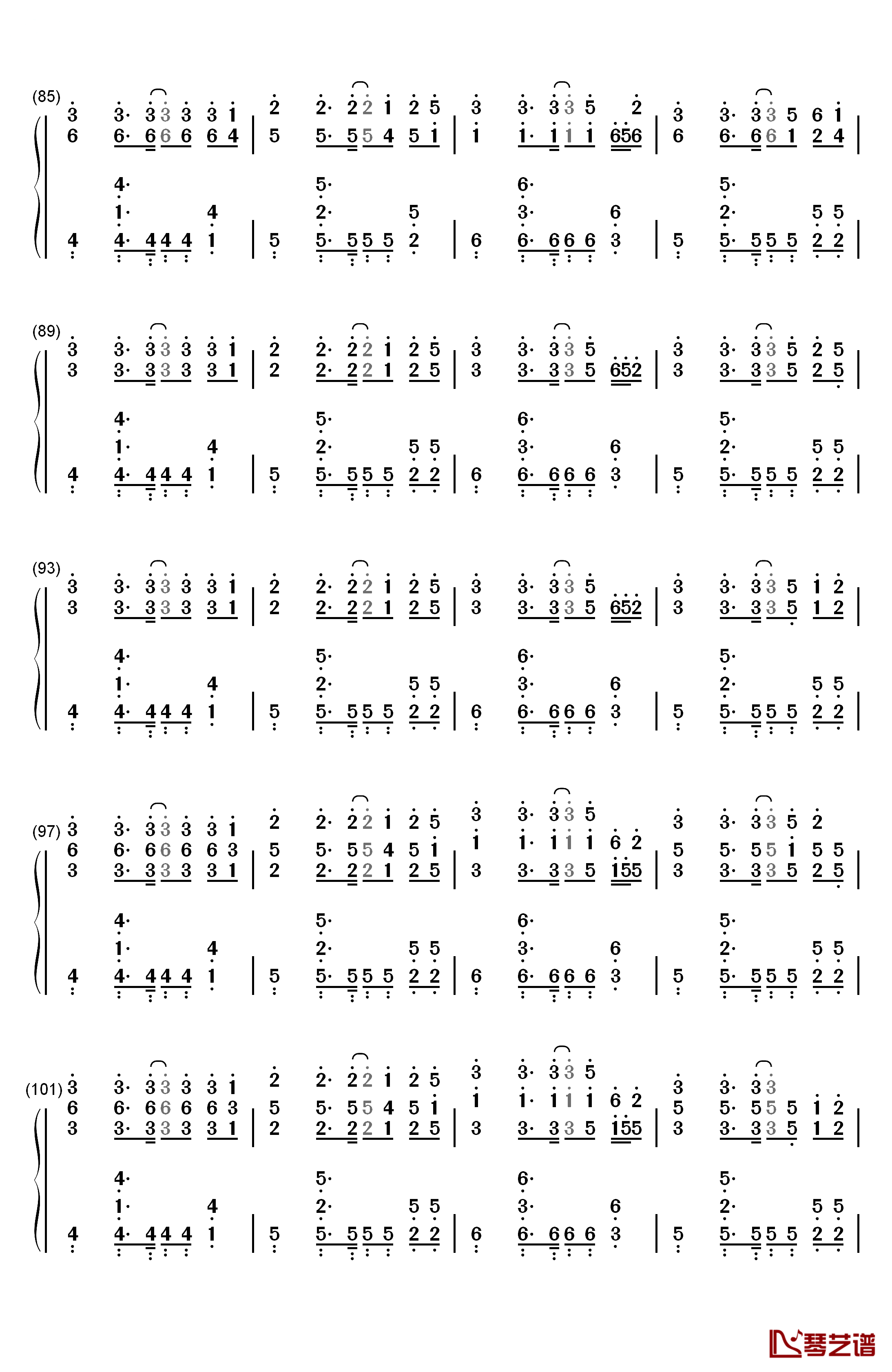 China钢琴简谱-数字双手-徐梦圆5