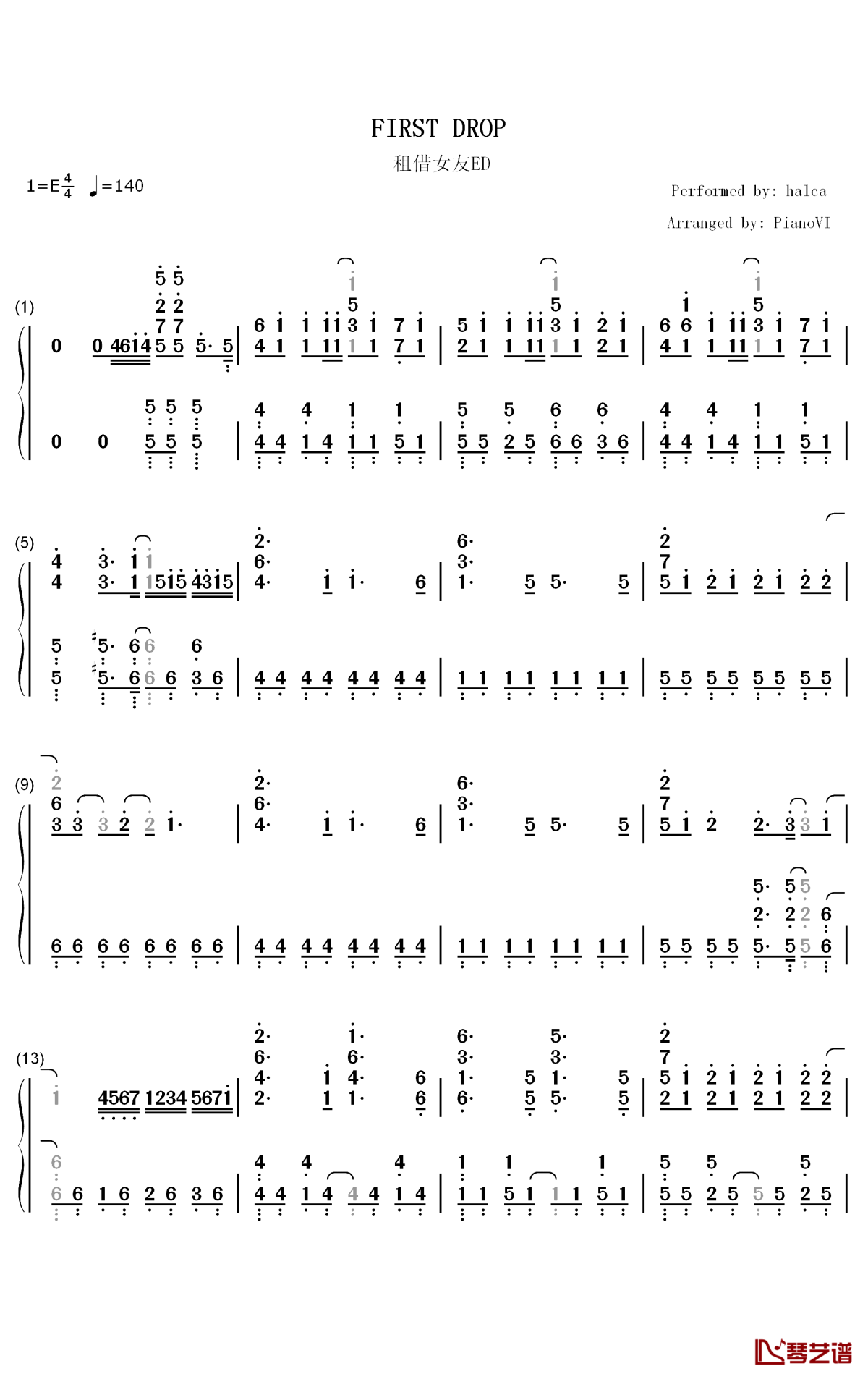 First Drop钢琴简谱-数字双手-Halca1