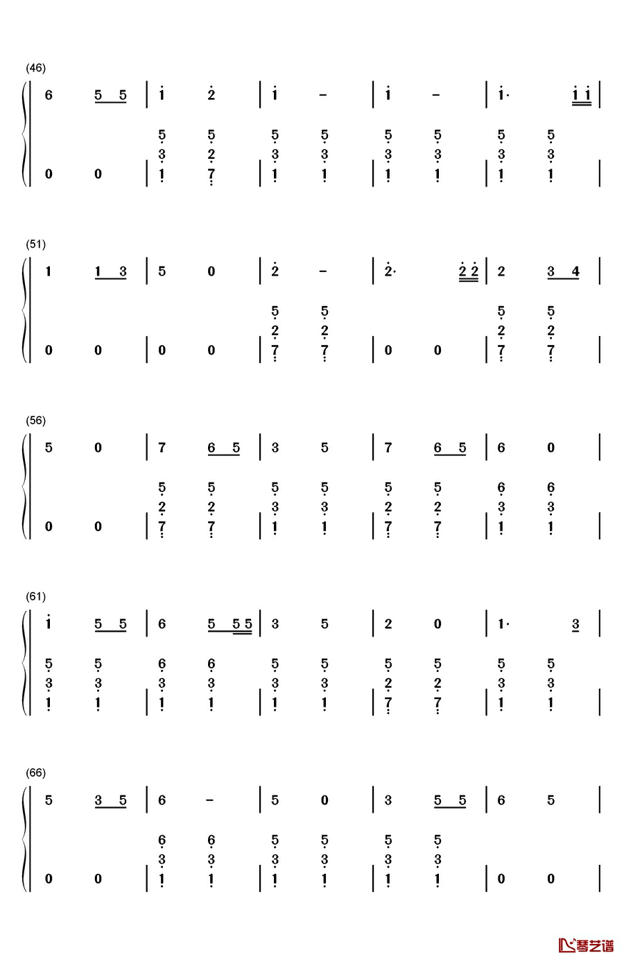 延安颂钢琴简谱-数字双手-李双江3