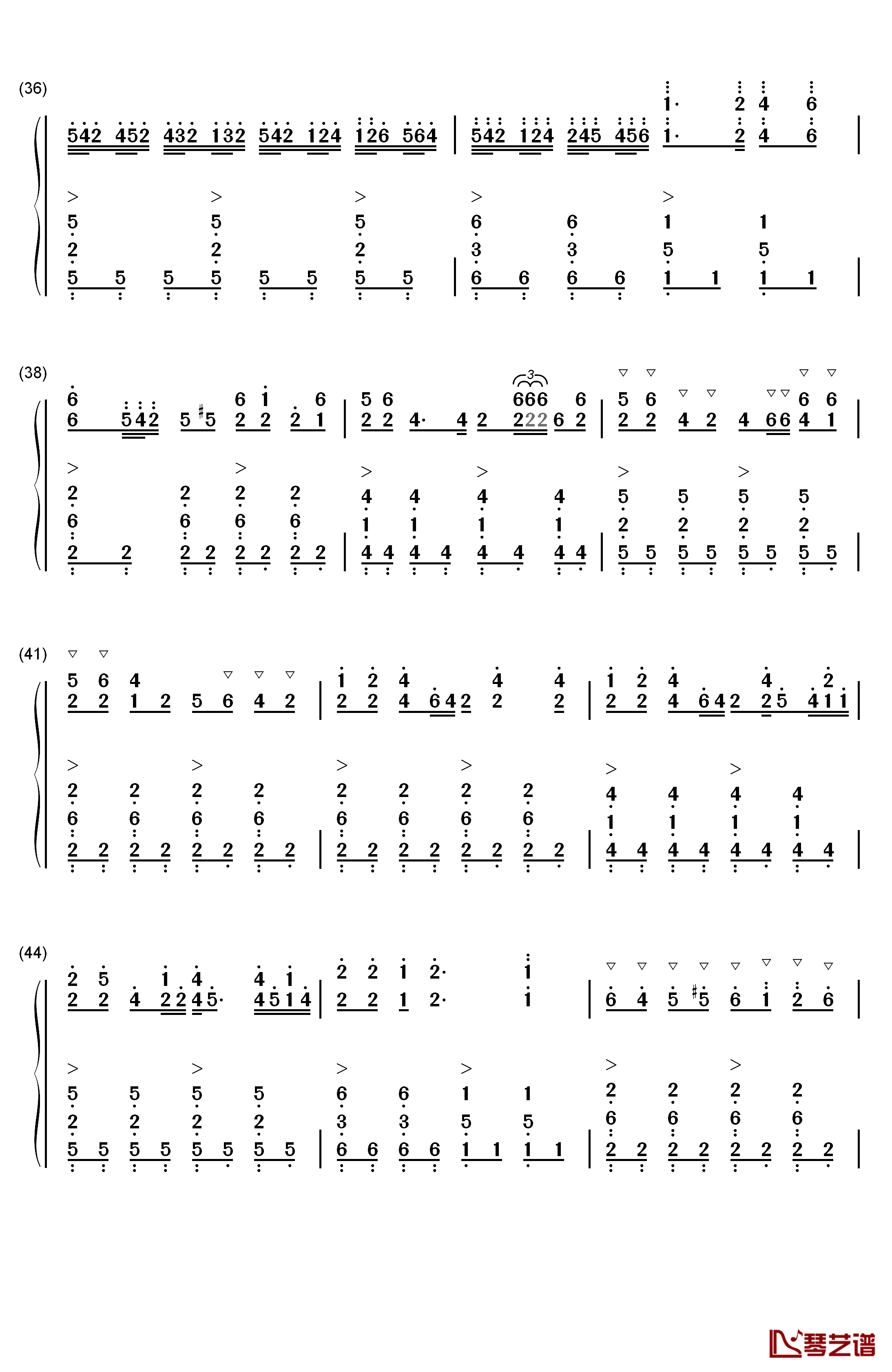 普通DISCO钢琴简谱-数字双手-洛天依 言和4