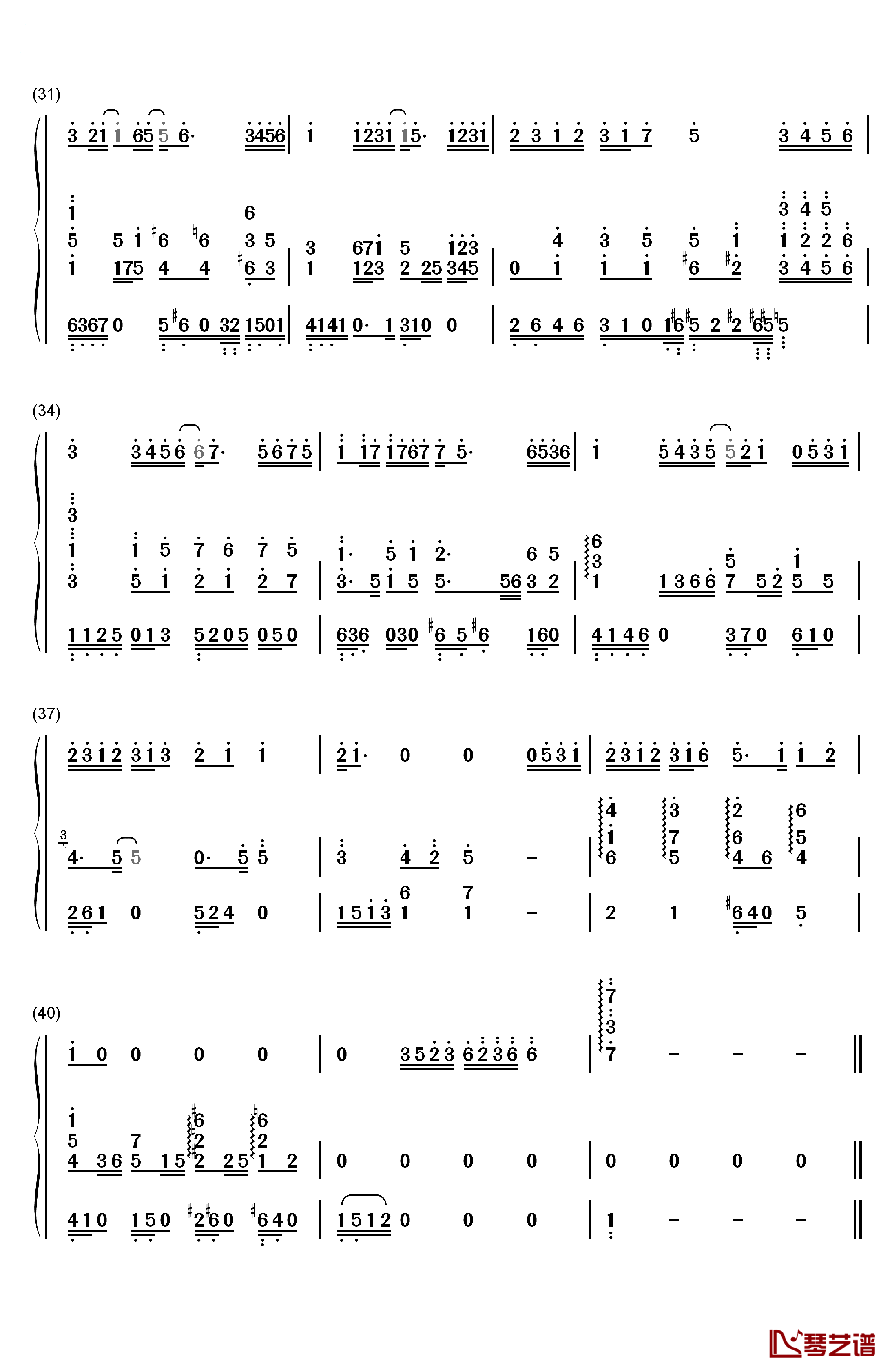 你给我听好钢琴简谱-数字双手-陈奕迅4