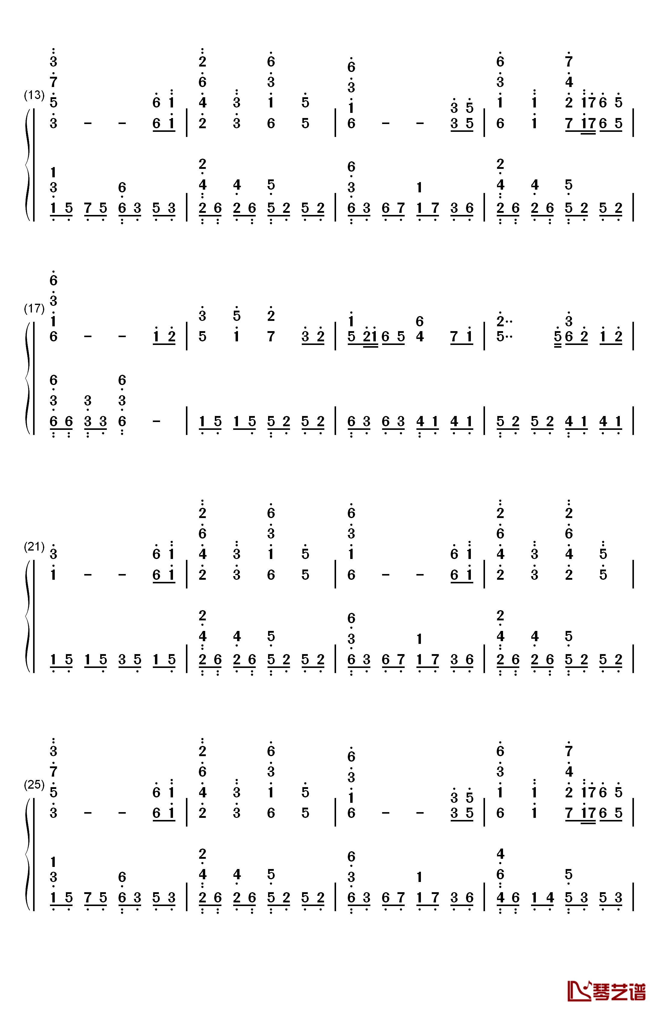 万里の长城钢琴简谱-数字双手-太田美知彦2