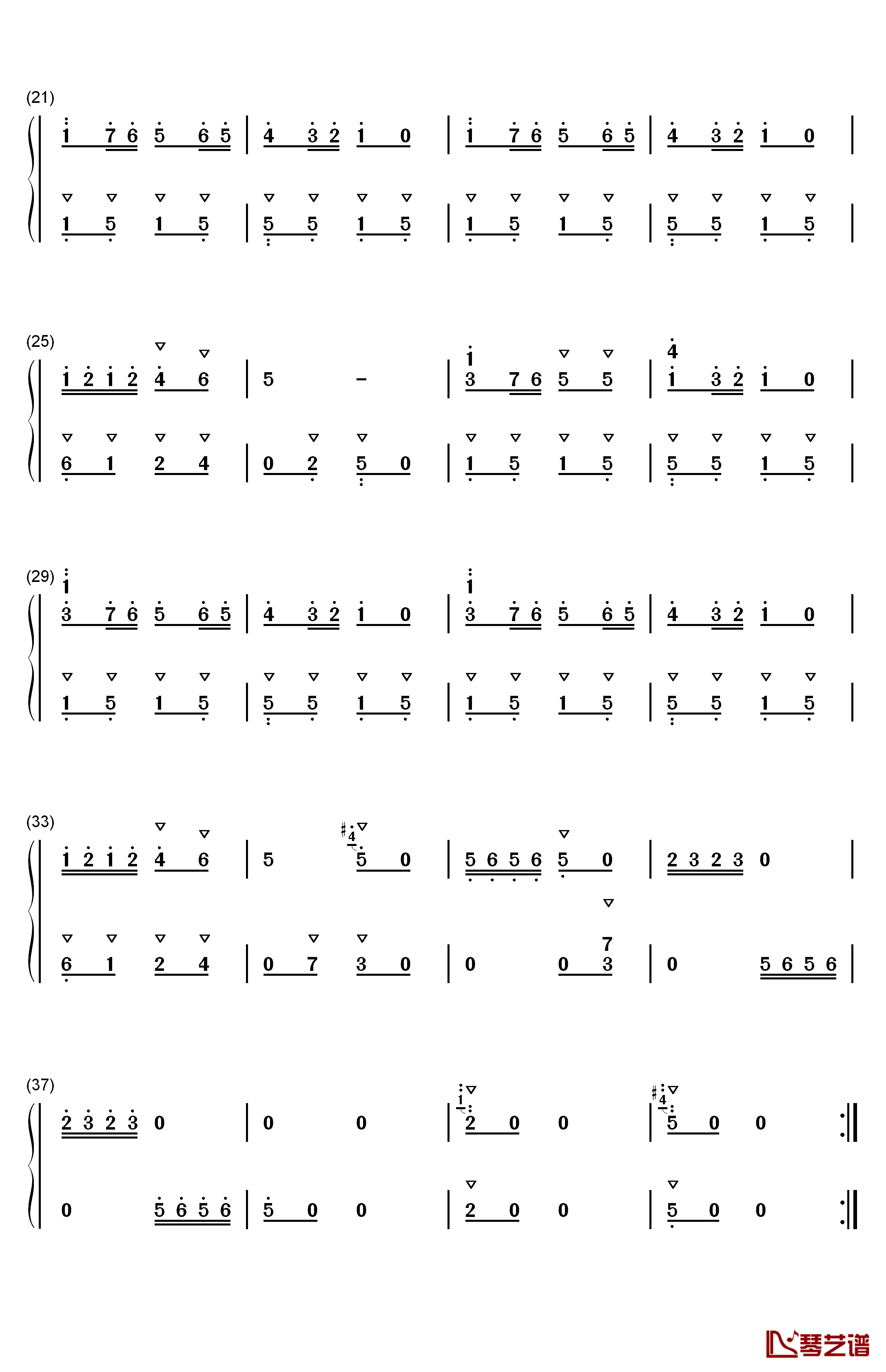 儿童献花舞钢琴简谱-数字双手-金爱平2