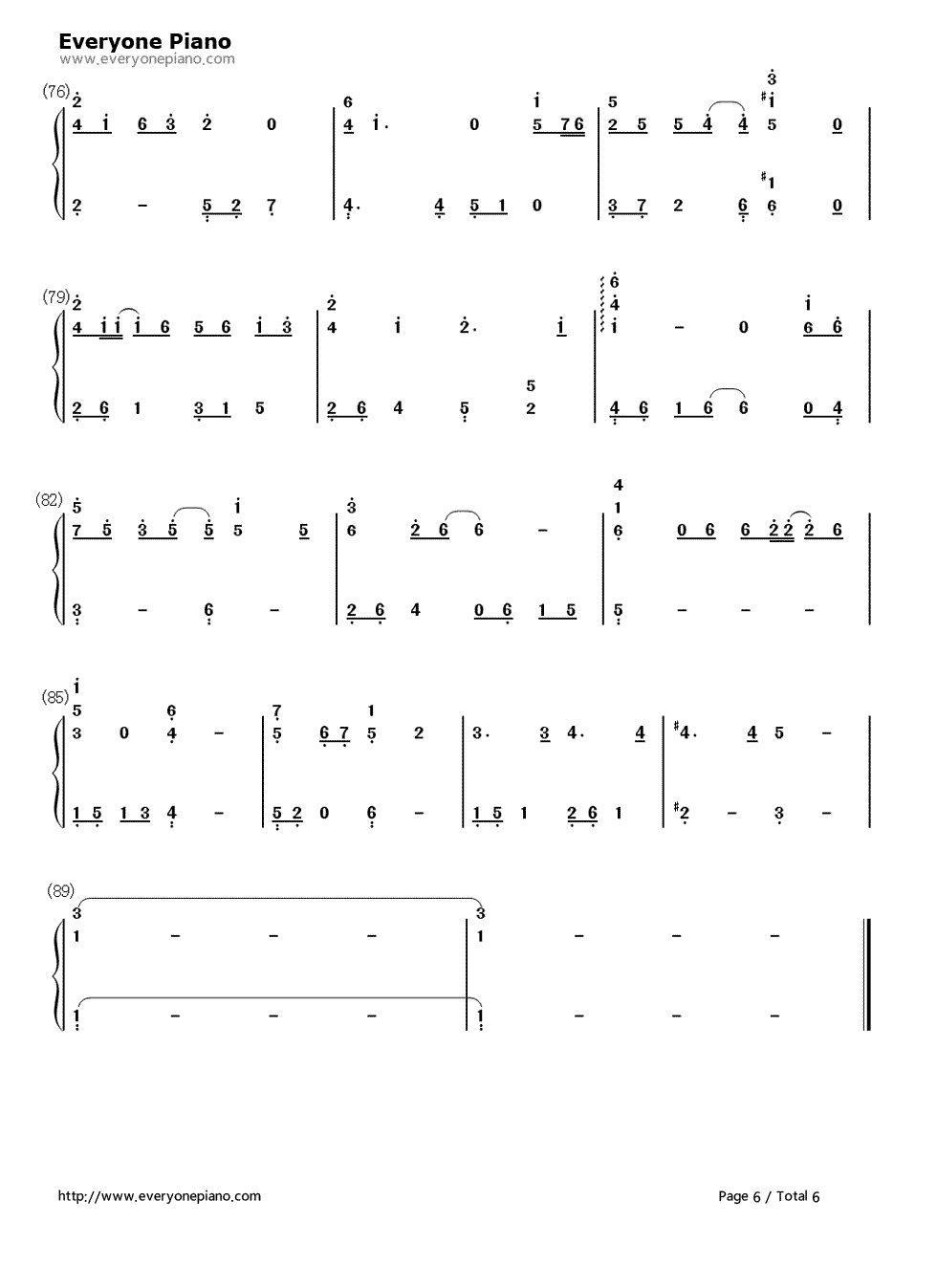 三寸日光钢琴简谱-数字双手-梁静茹6