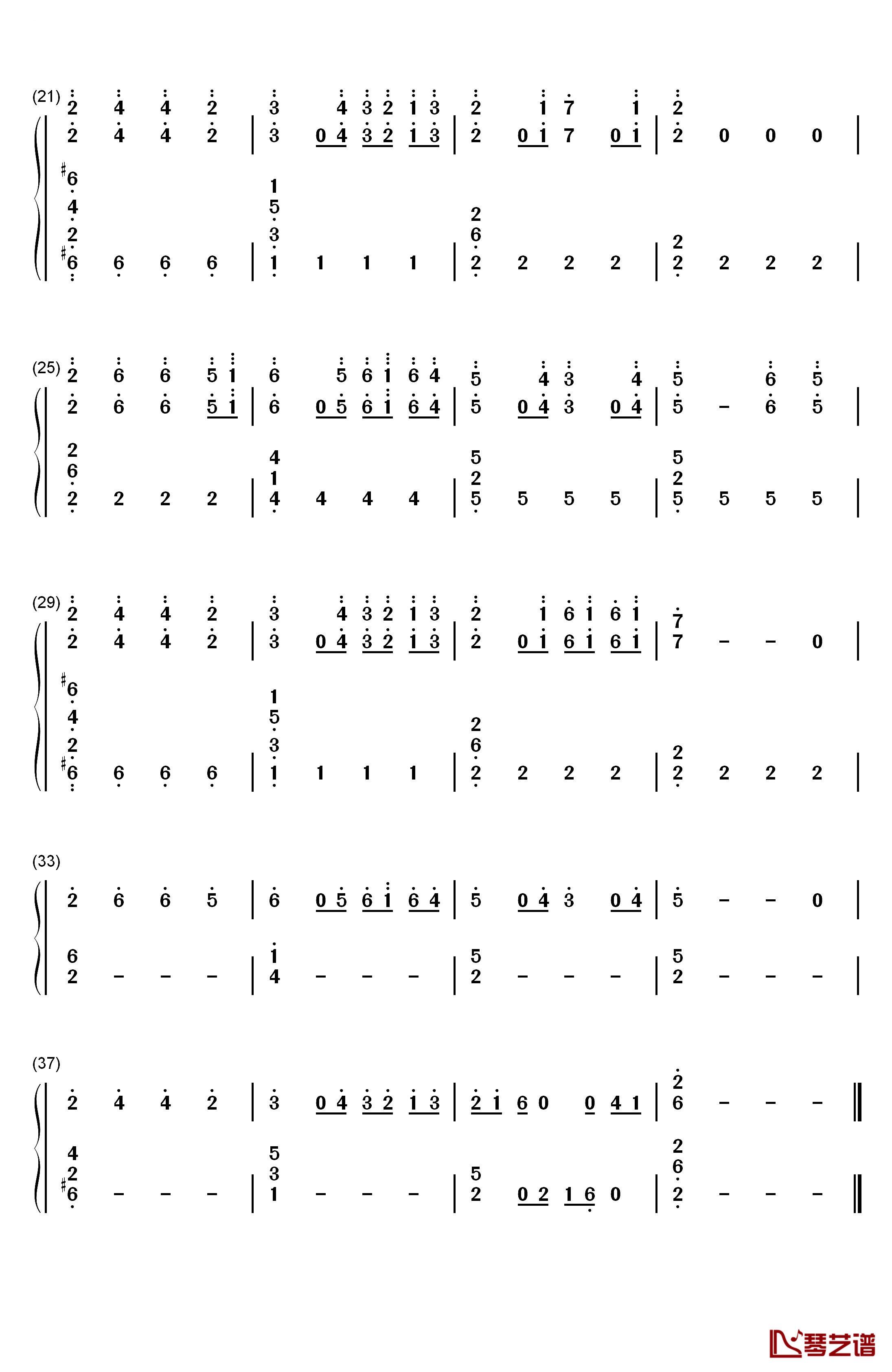 跳舞的线钢琴简谱-数字双手-DL2