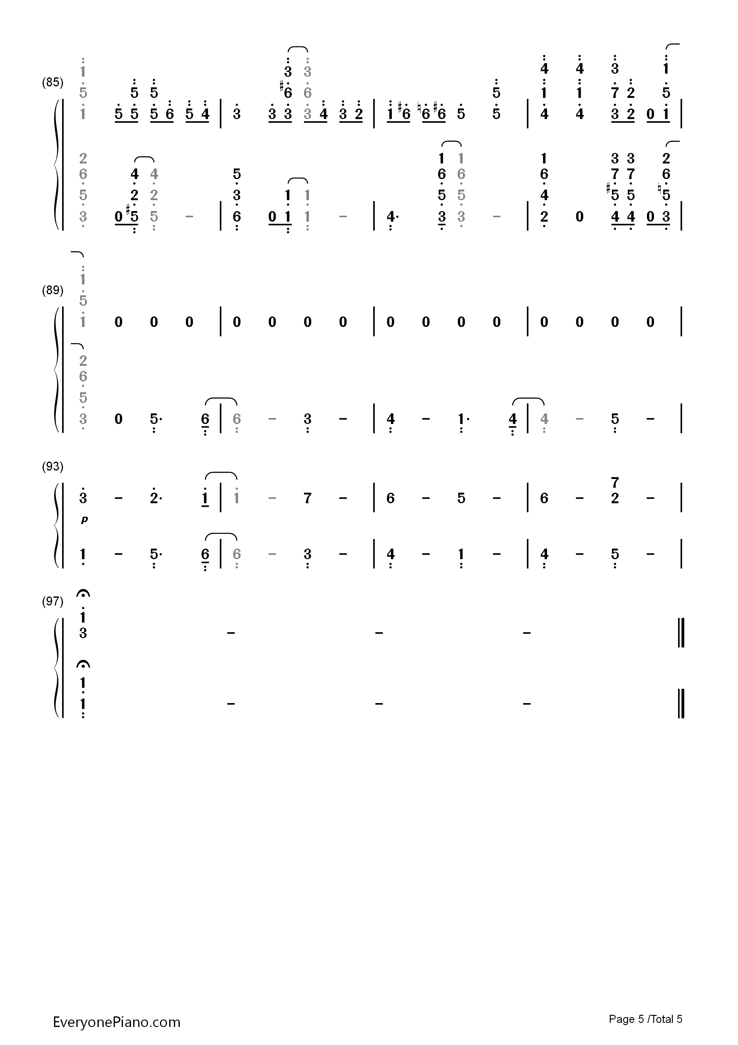 卡农钢琴简谱-帕海贝尔演唱5