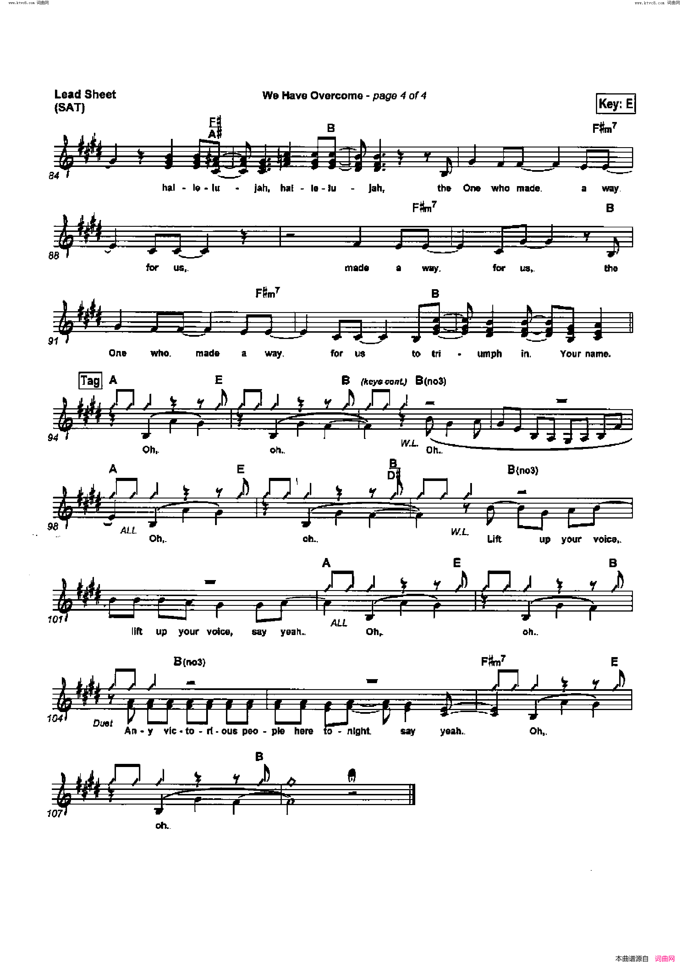We Have Overcome歌曲 人声伴奏简谱1