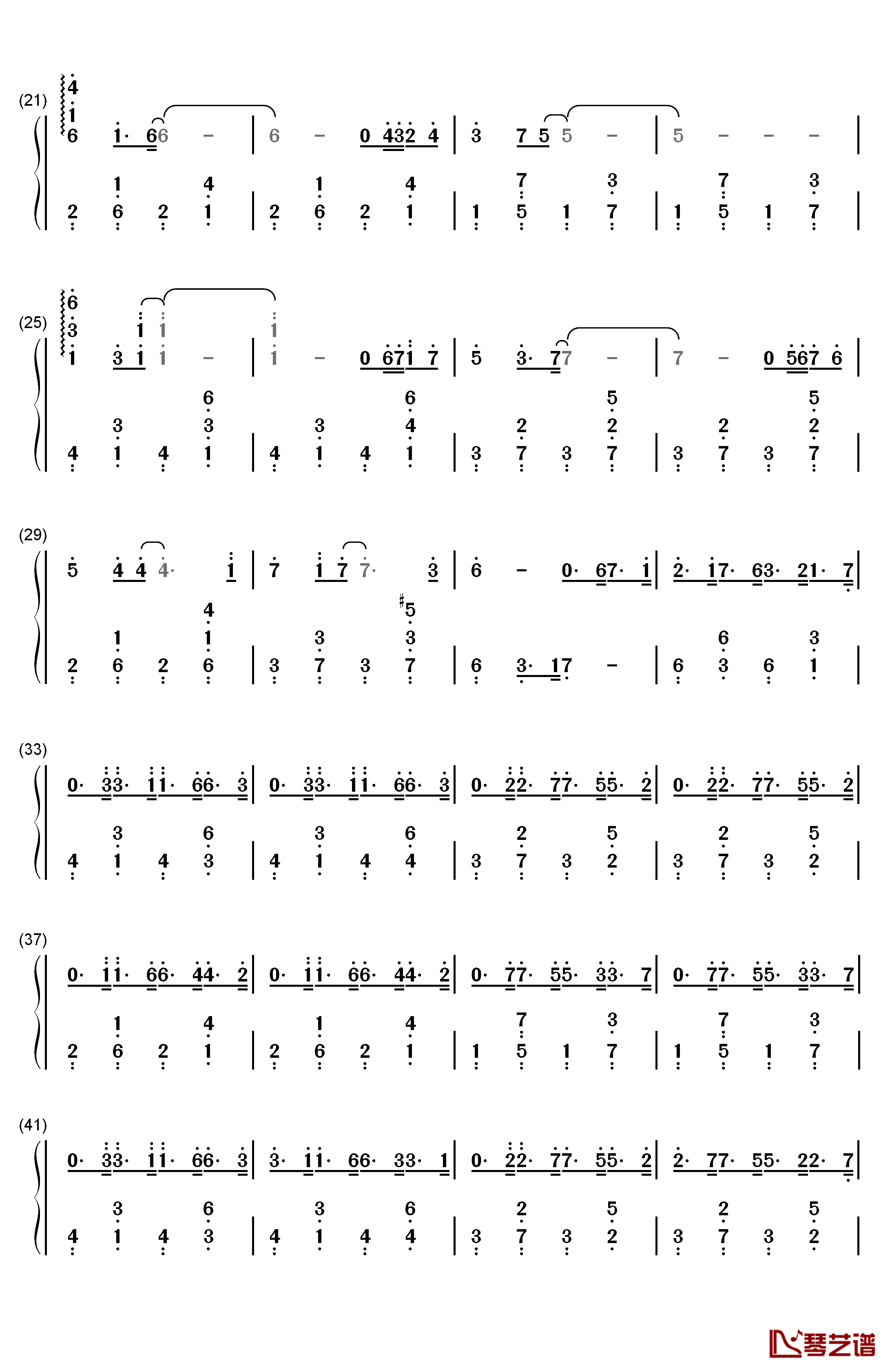 暗恋钢琴简谱-数字双手-石进2