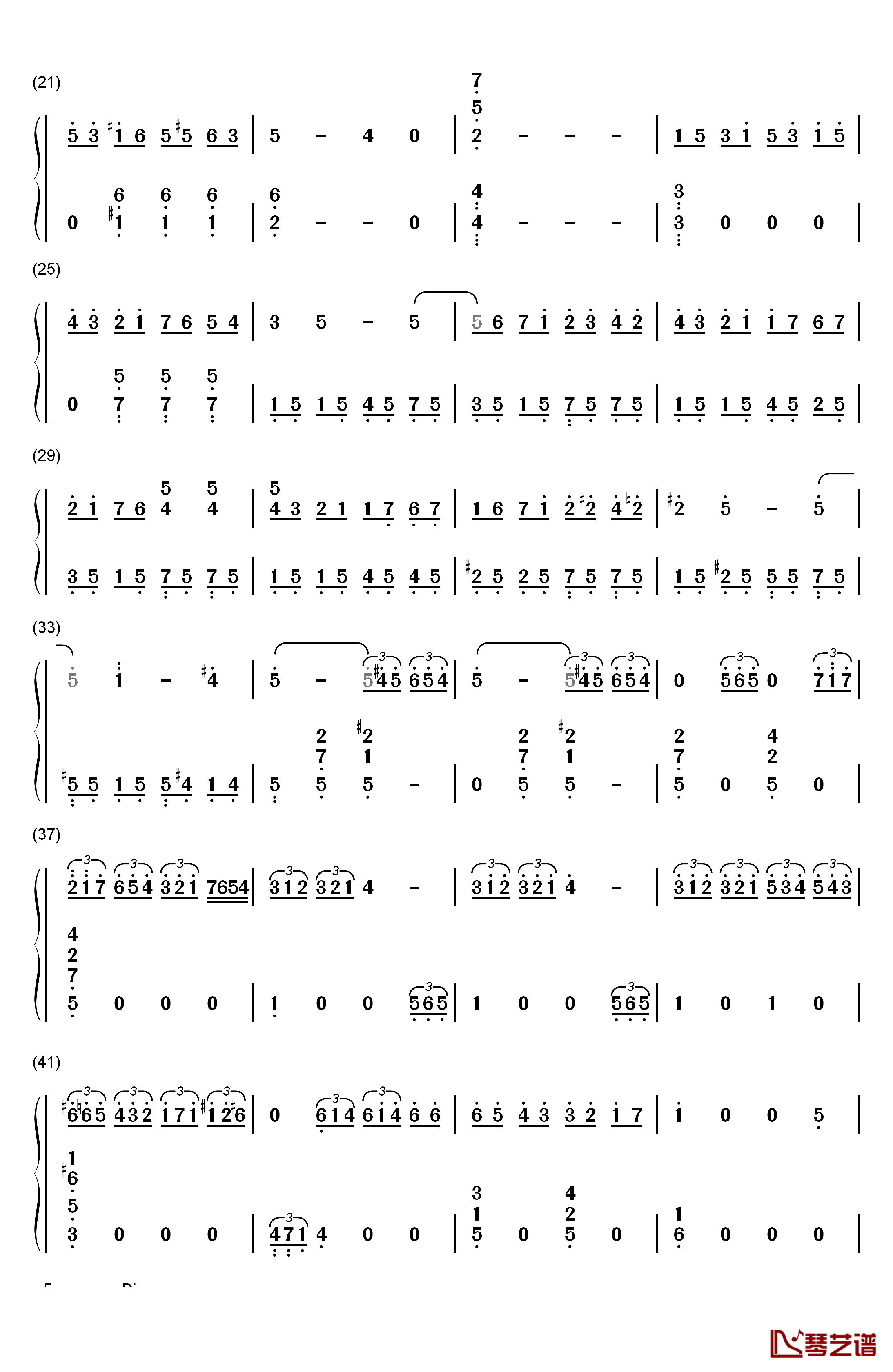 悲怆钢琴简谱-数字双手-贝多芬2