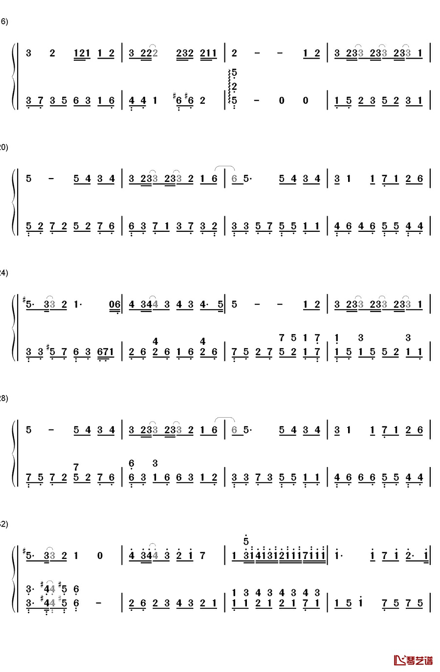 爱你没错钢琴简谱-数字双手-张信哲2