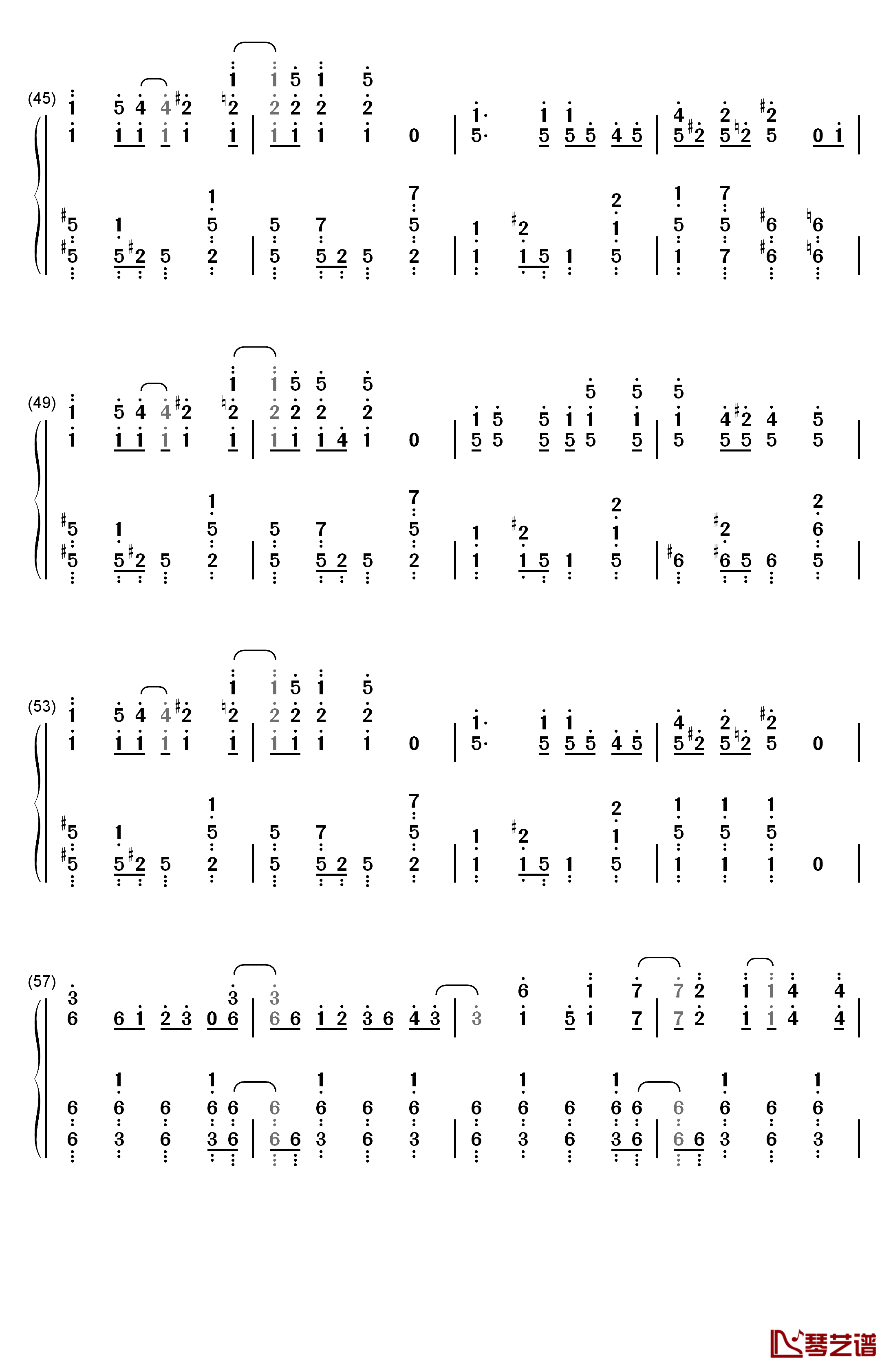 マトリョシカ钢琴简谱-数字双手-触手猴4