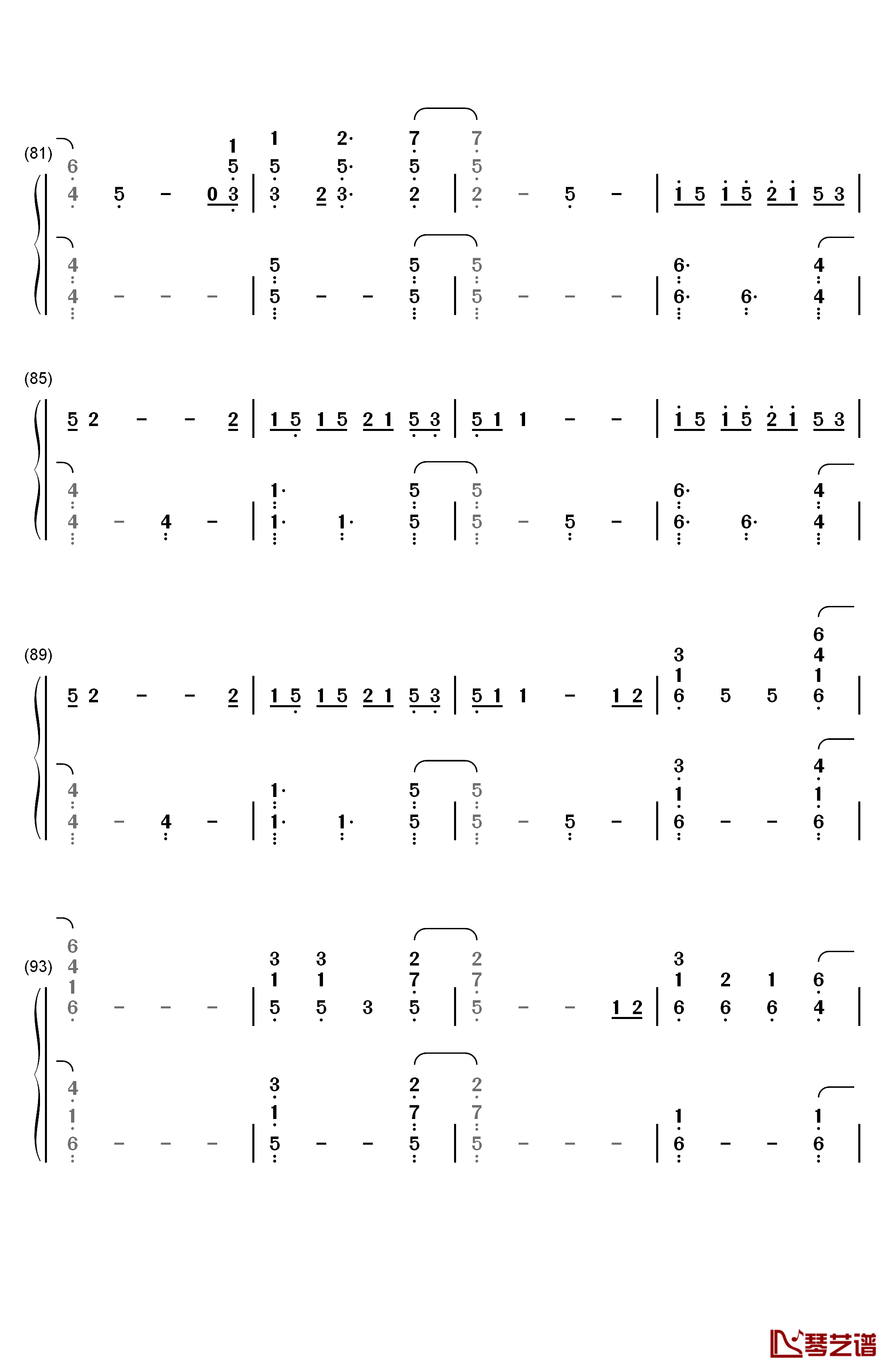 Everglow钢琴简谱-数字双手-Coldplay6