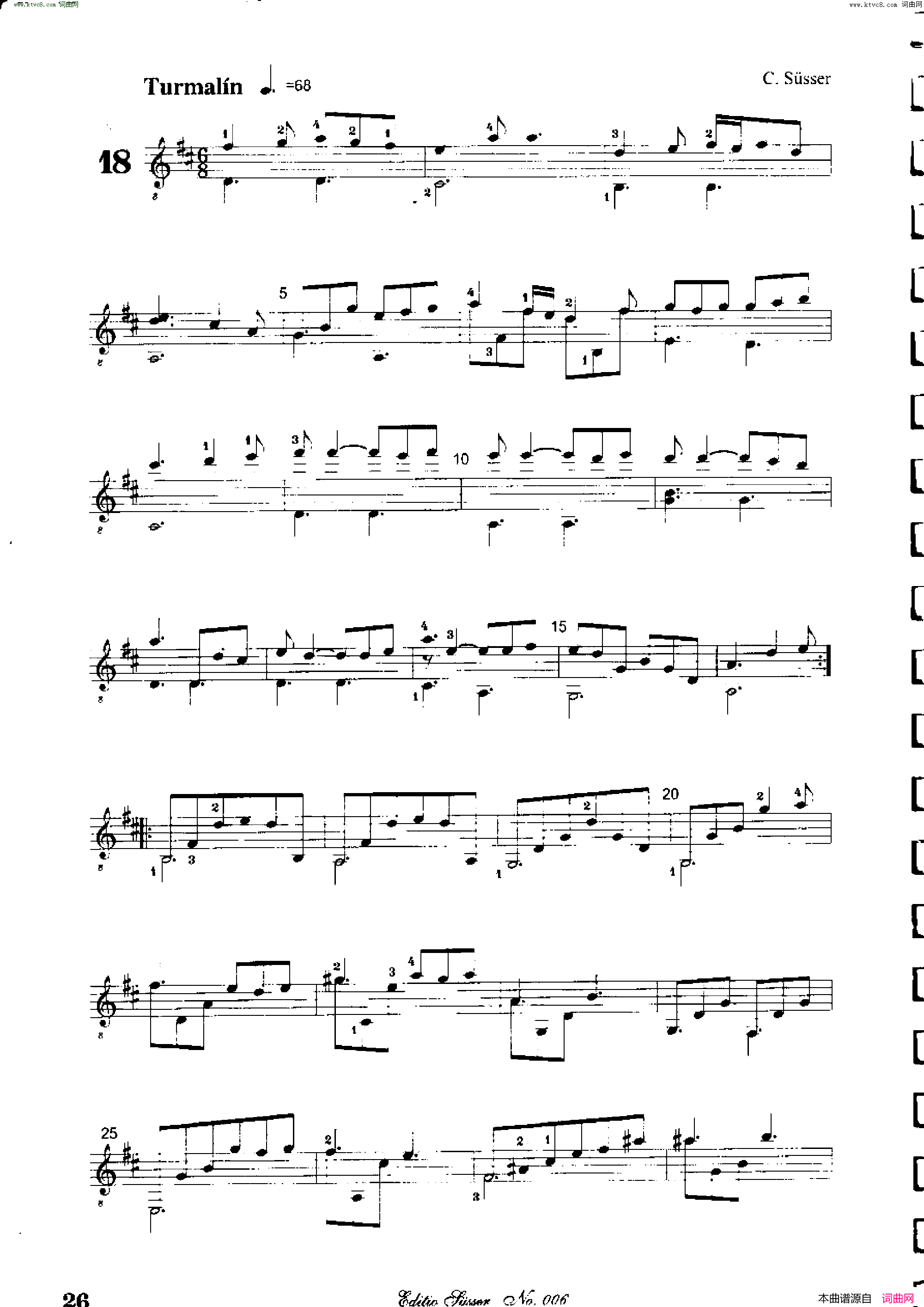 Classical guitar－Susser Ctibor_No 6, Fantazie ze sveta mineralu简谱1
