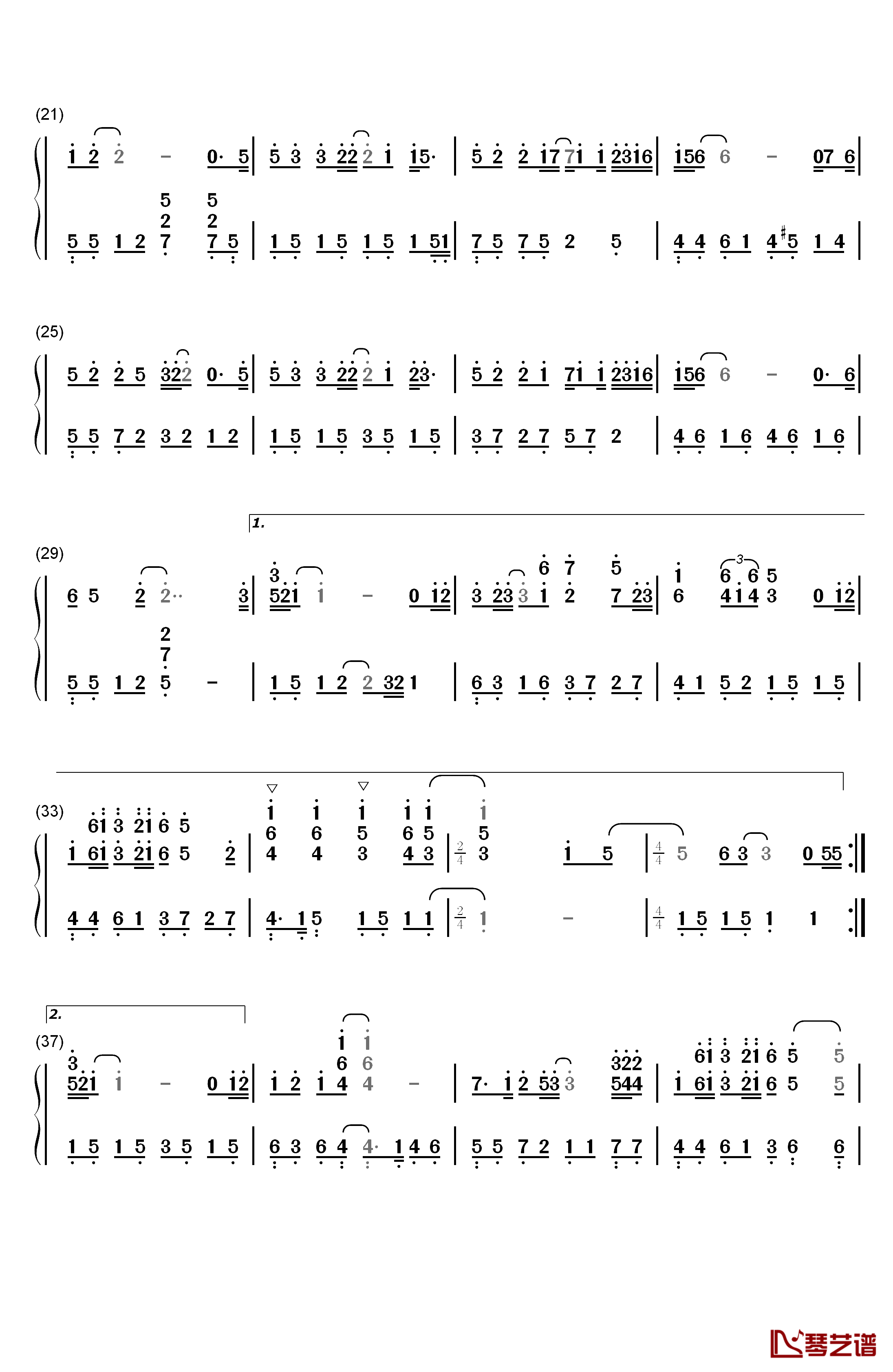 残酷月光钢琴简谱-数字双手-林宥嘉2